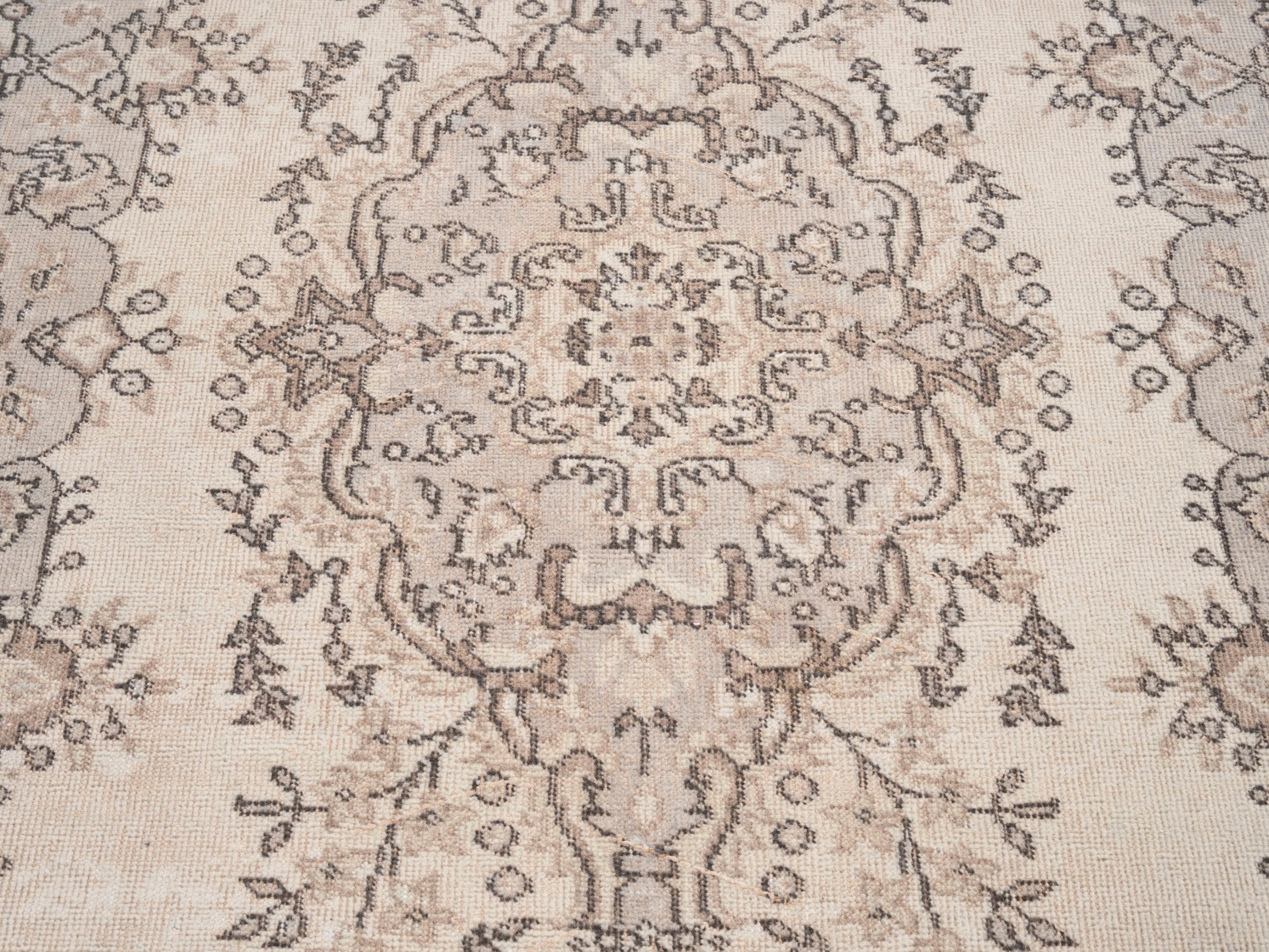 Turkish Isparta area rug in ivory and taupe, view 4 of 10