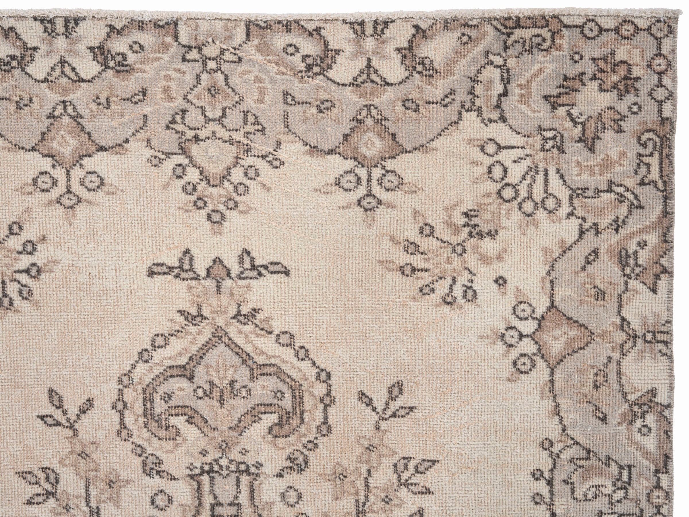 Turkish Isparta area rug in ivory and taupe, view 8 of 10