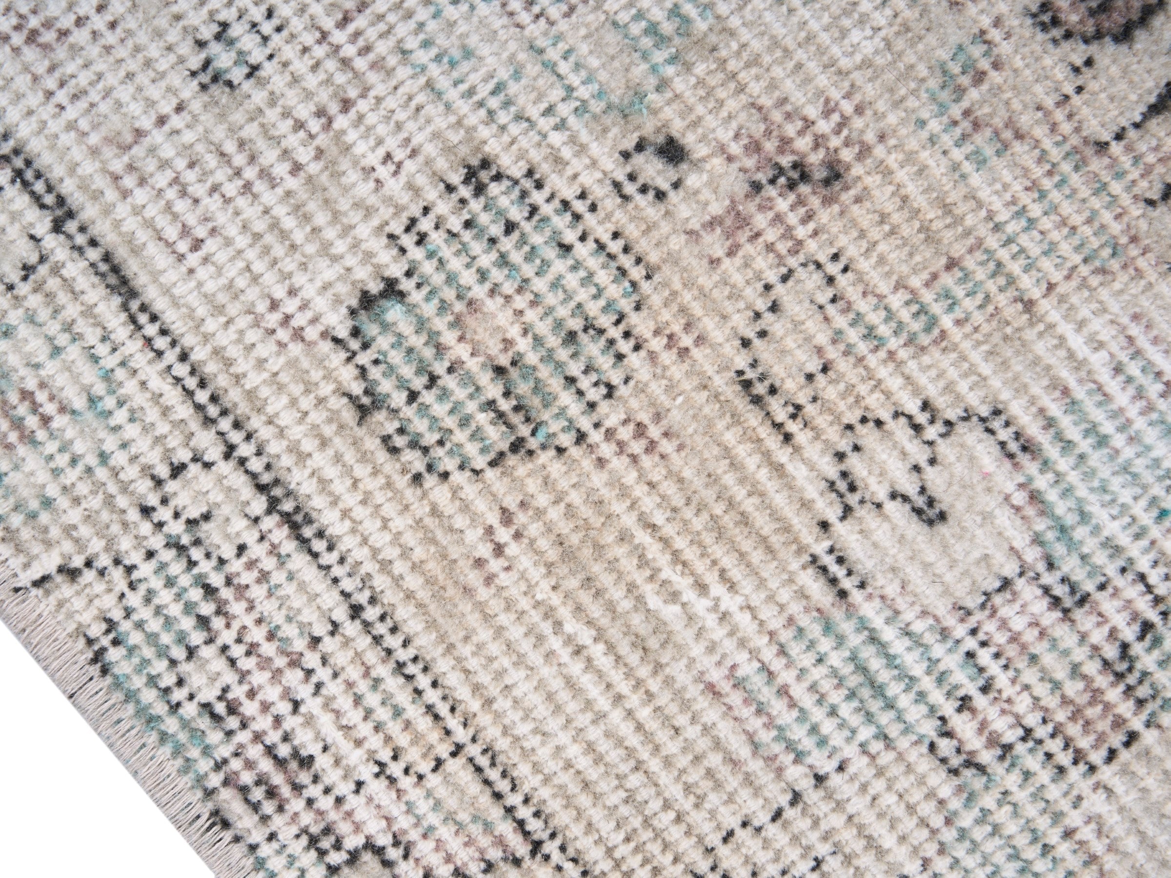 Turkish Isparta area rug in ivory and sage, view 6 of 10