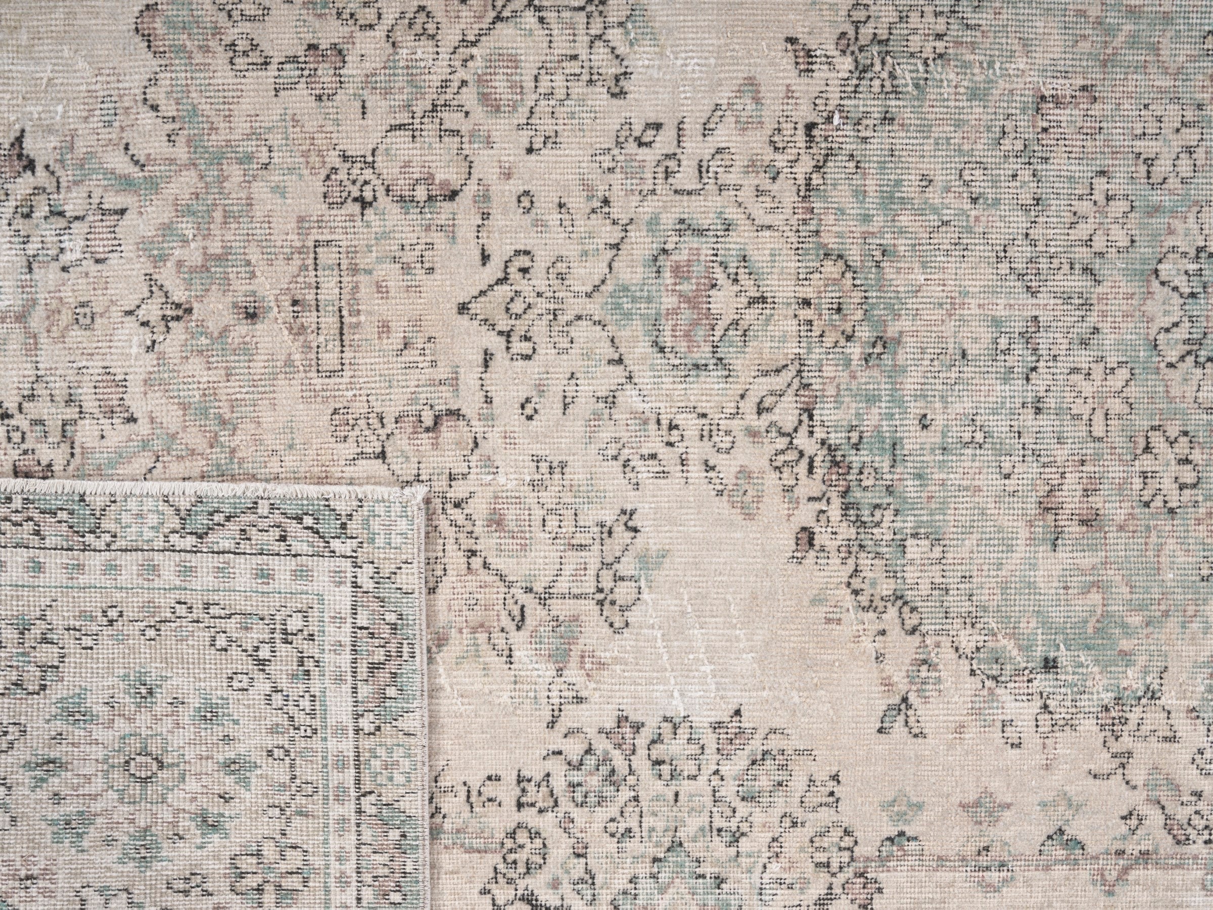 Turkish Isparta area rug in ivory and sage, view 10 of 10