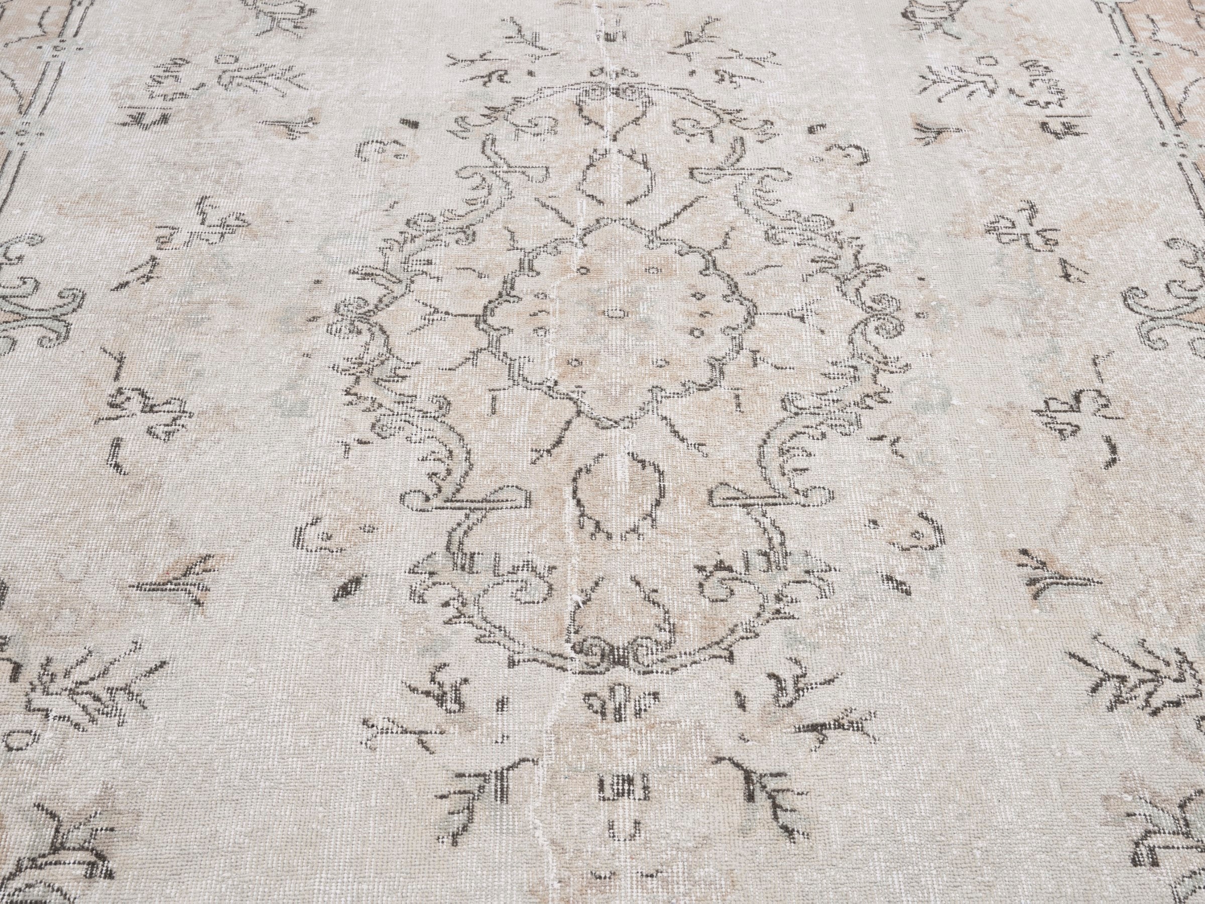 Turkish Isparta area rug in cream and tan, view 4 of 10