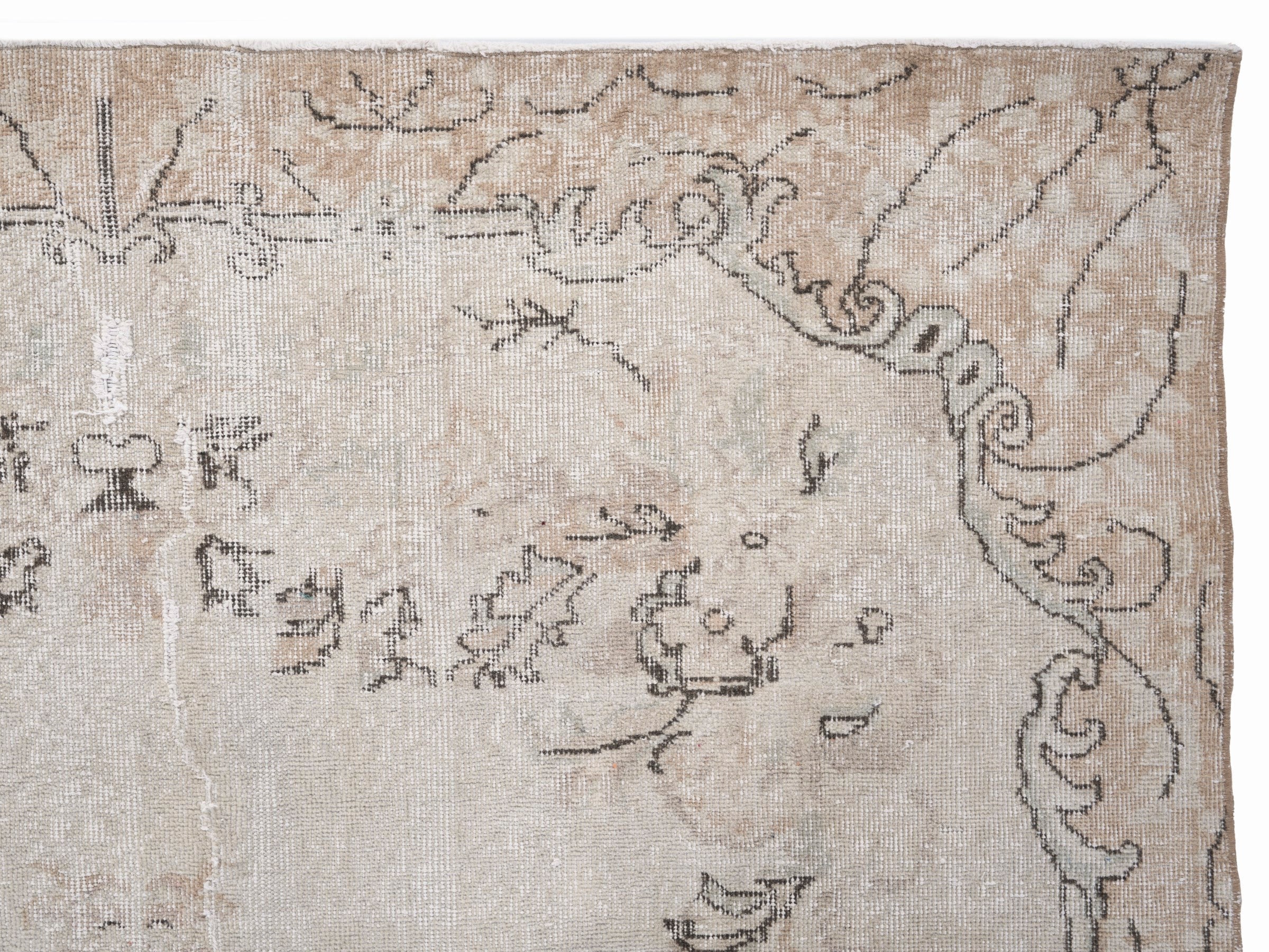 Turkish Isparta area rug in cream and tan, view 8 of 10