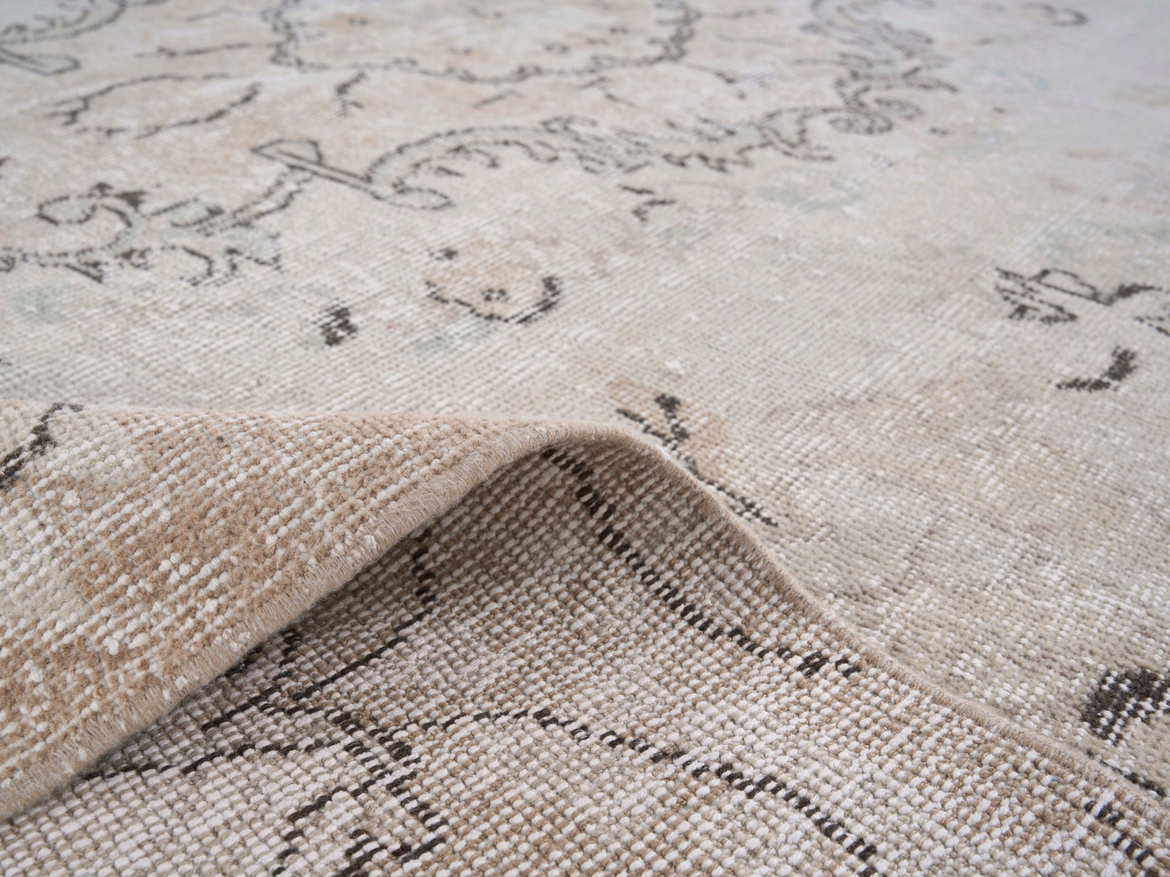 Turkish Isparta area rug in cream and tan, view 9 of 10