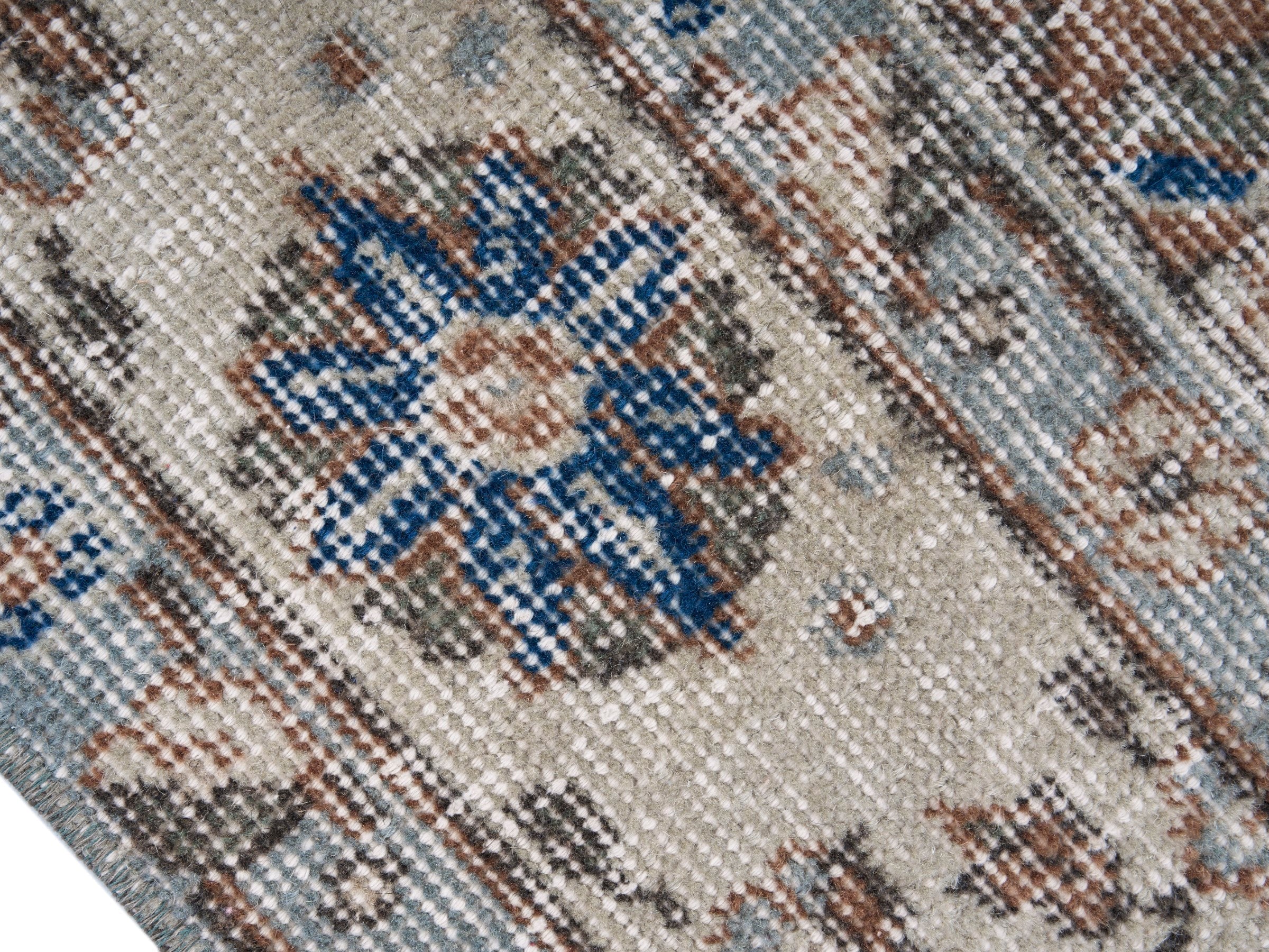 Turkish Isparta area rug in rust and cream, view 6 of 10