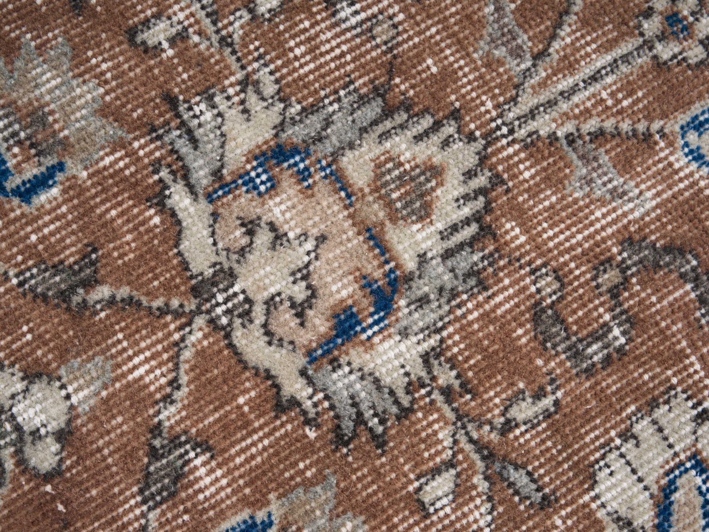 Turkish Isparta area rug in rust and cream, view 7 of 10