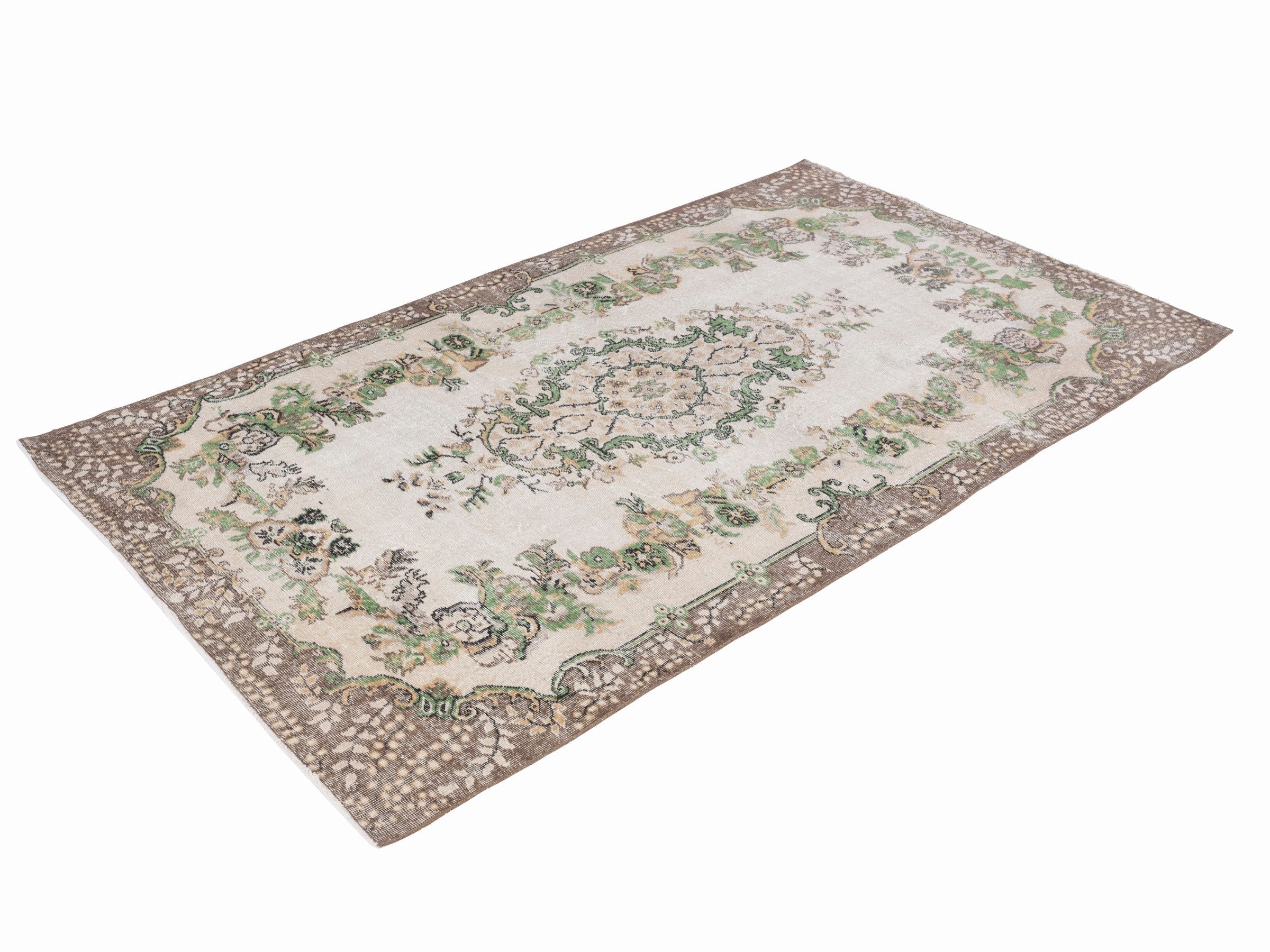 Turkish Isparta area rug in cream and greige, view 3 of 10