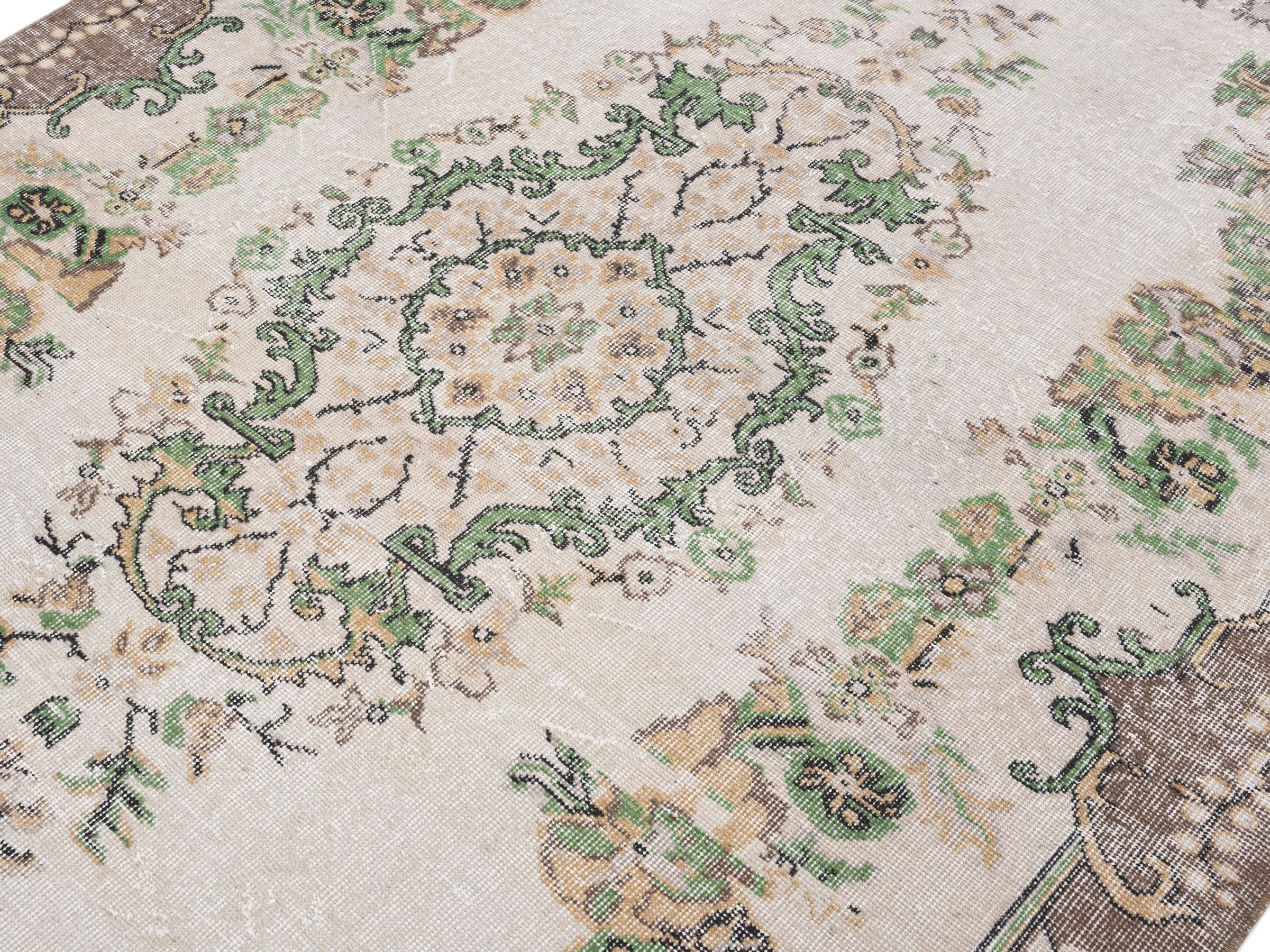 Turkish Isparta area rug in cream and greige, view 5 of 10