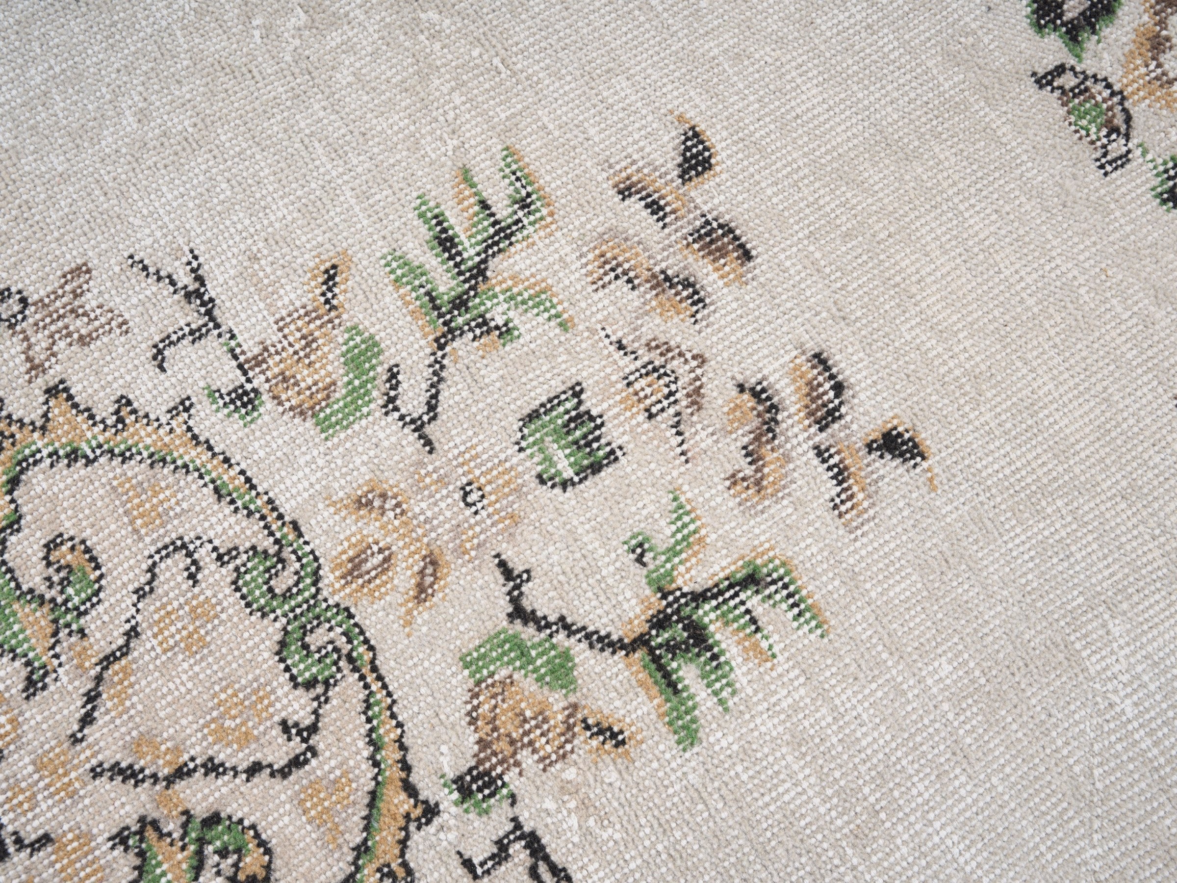 Turkish Isparta area rug in cream and greige, view 7 of 10