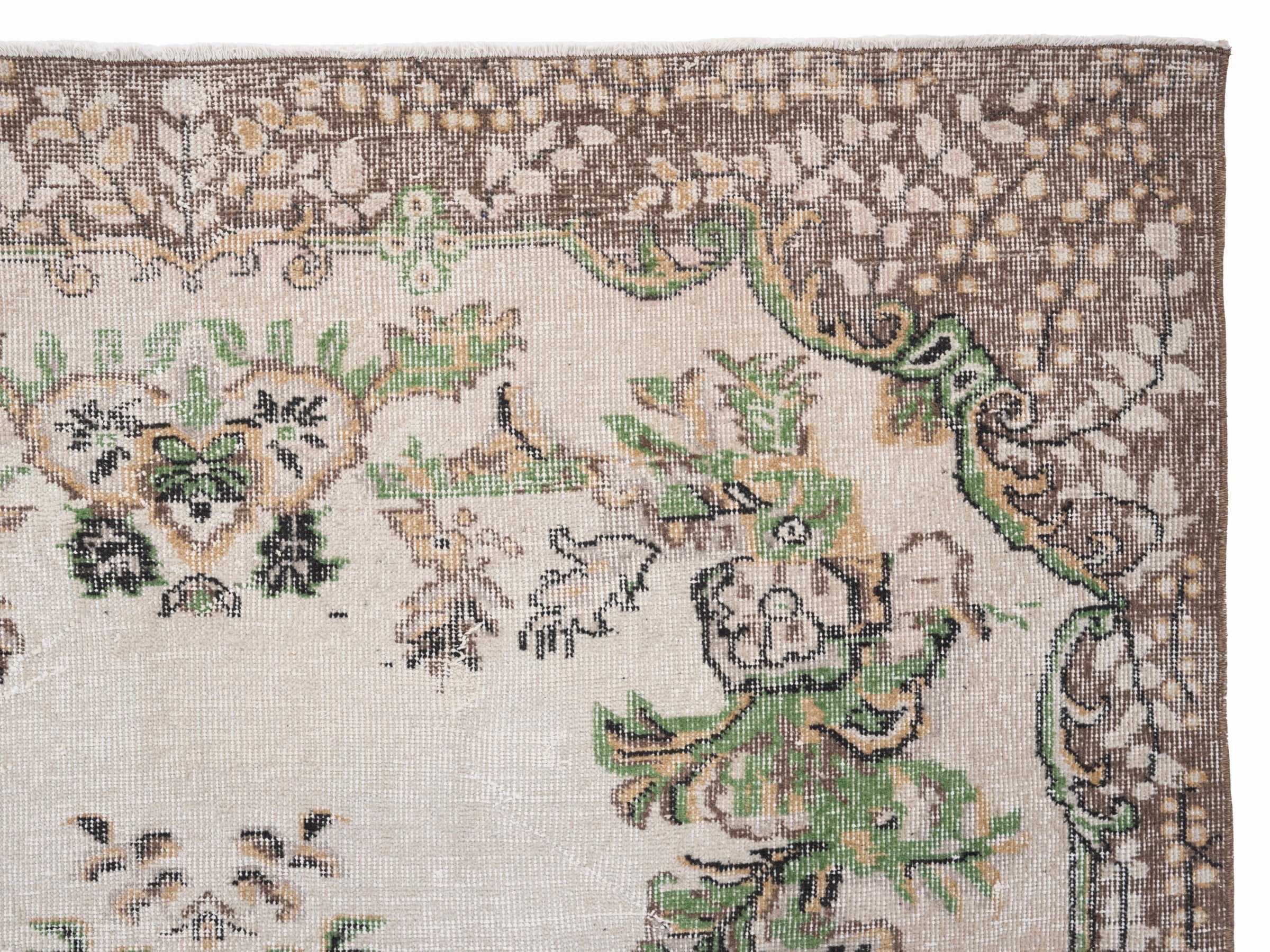 Turkish Isparta area rug in cream and greige, view 8 of 10