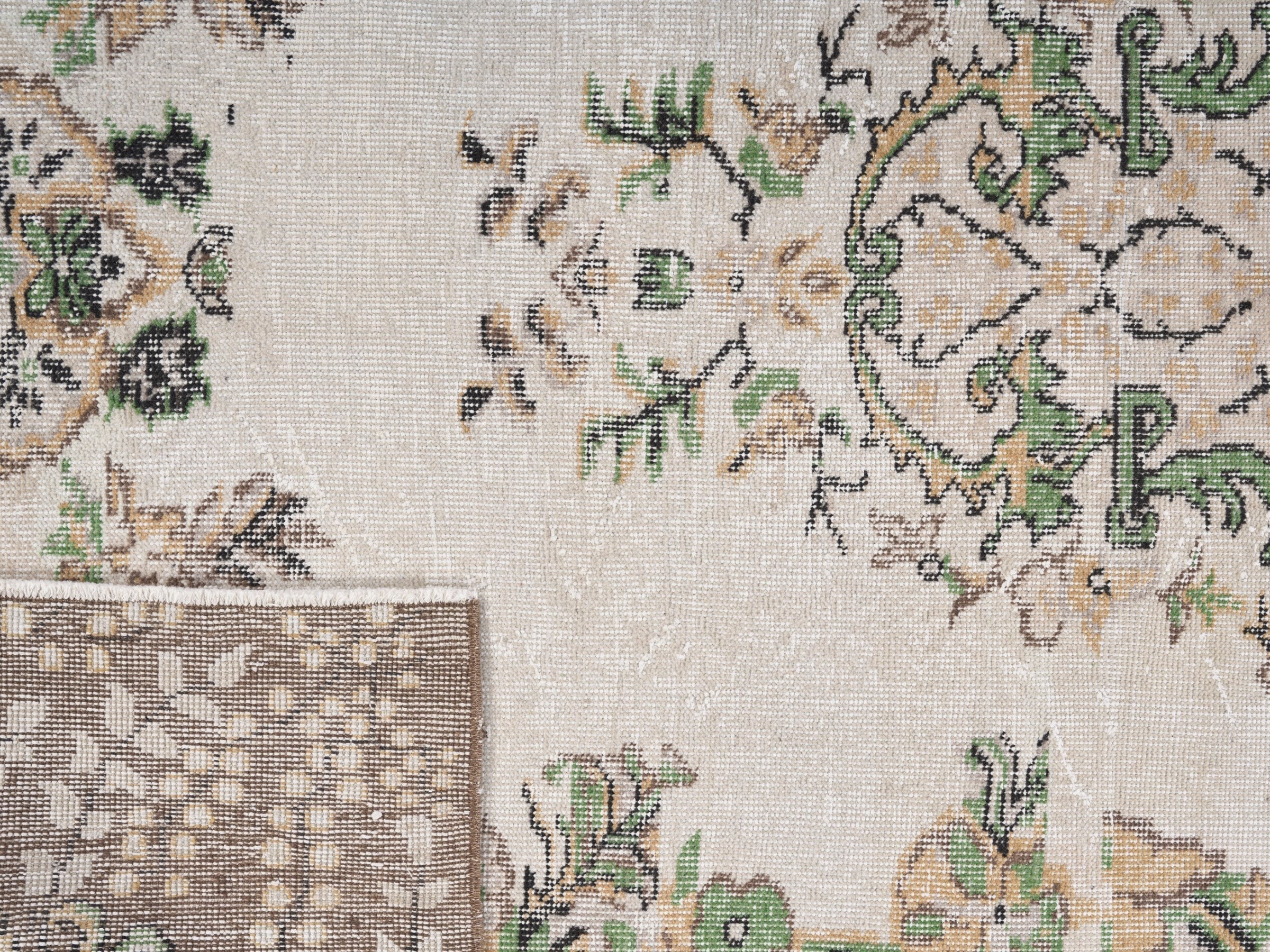Turkish Isparta area rug in cream and greige, view 10 of 10