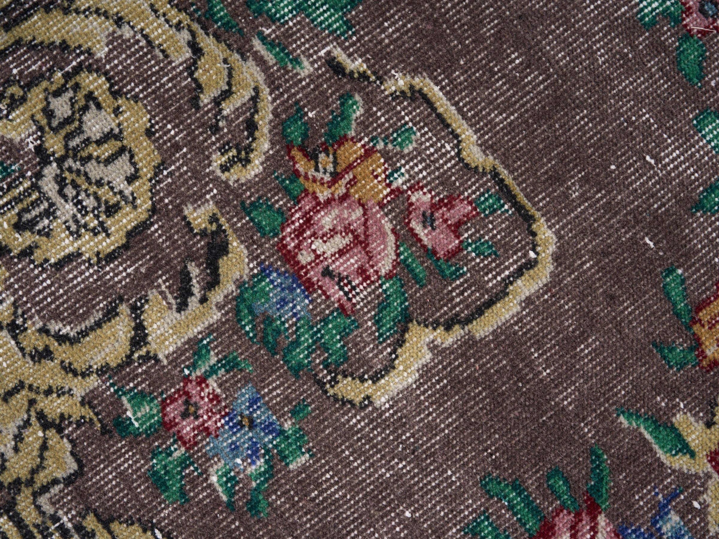 Turkish Isparta area rug in charcoal and gold, view 7 of 10