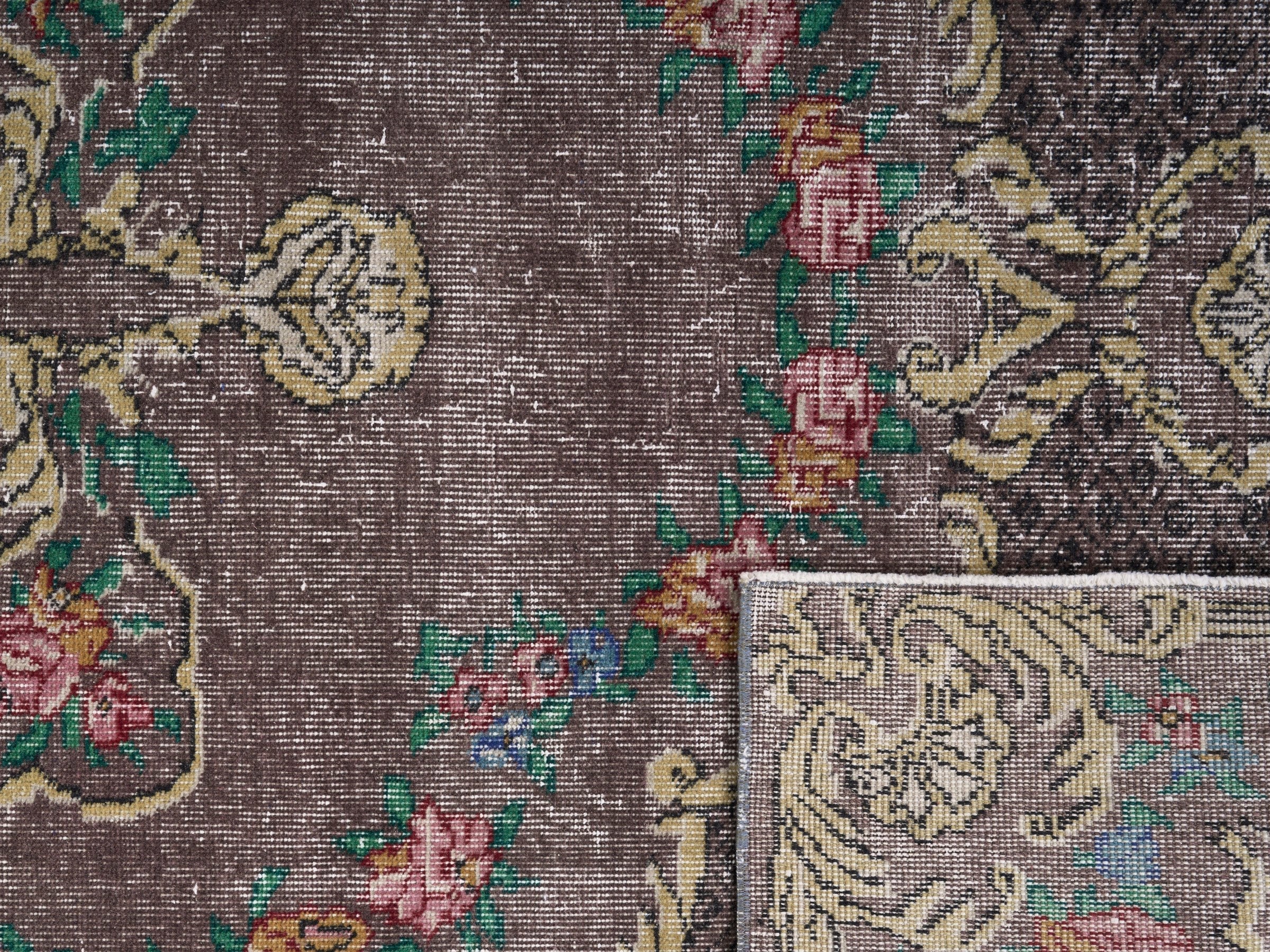 Turkish Isparta area rug in charcoal and gold, view 10 of 10