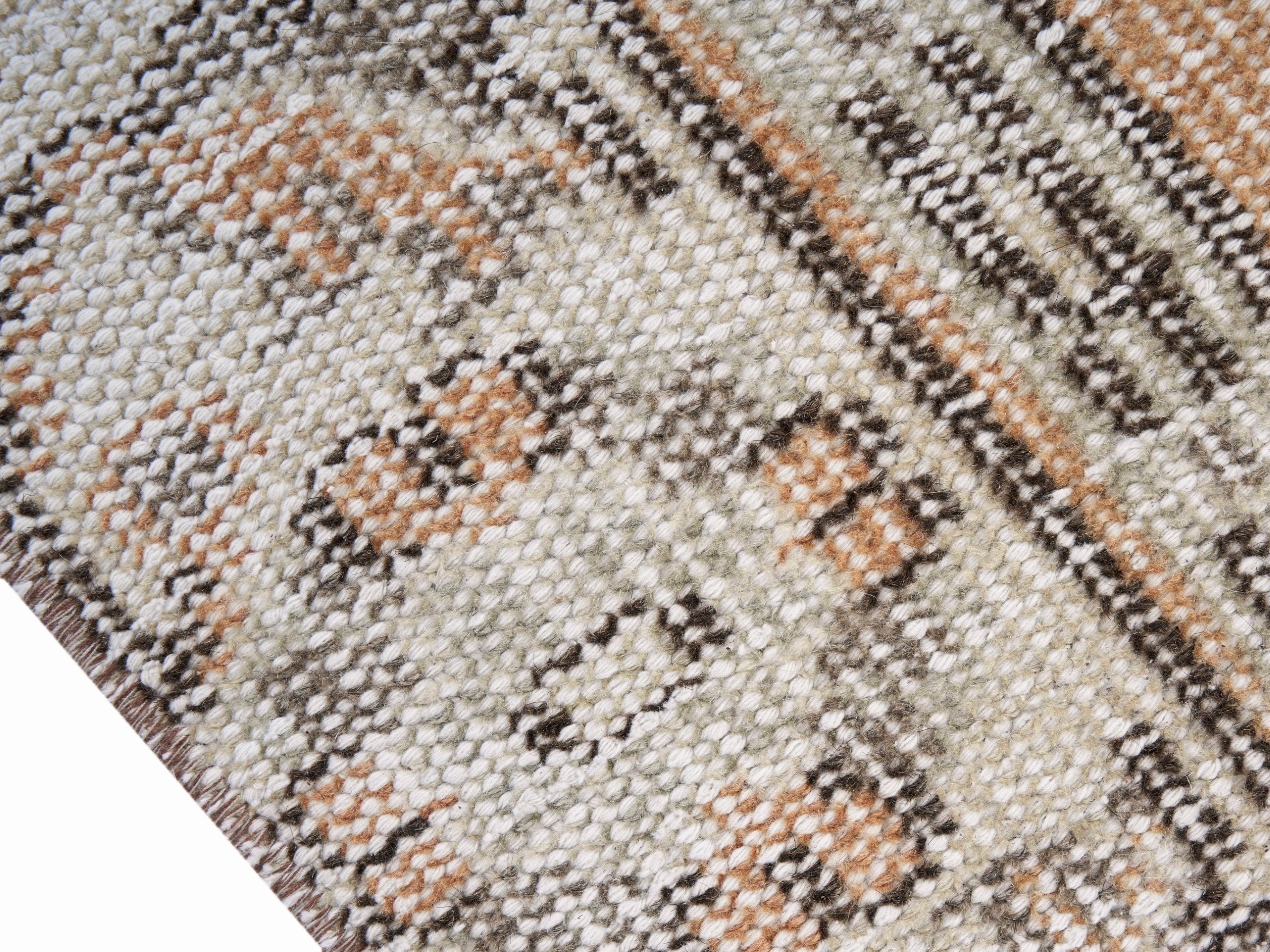 Turkish Manisa area rug in apricot and cream, view 6 of 10