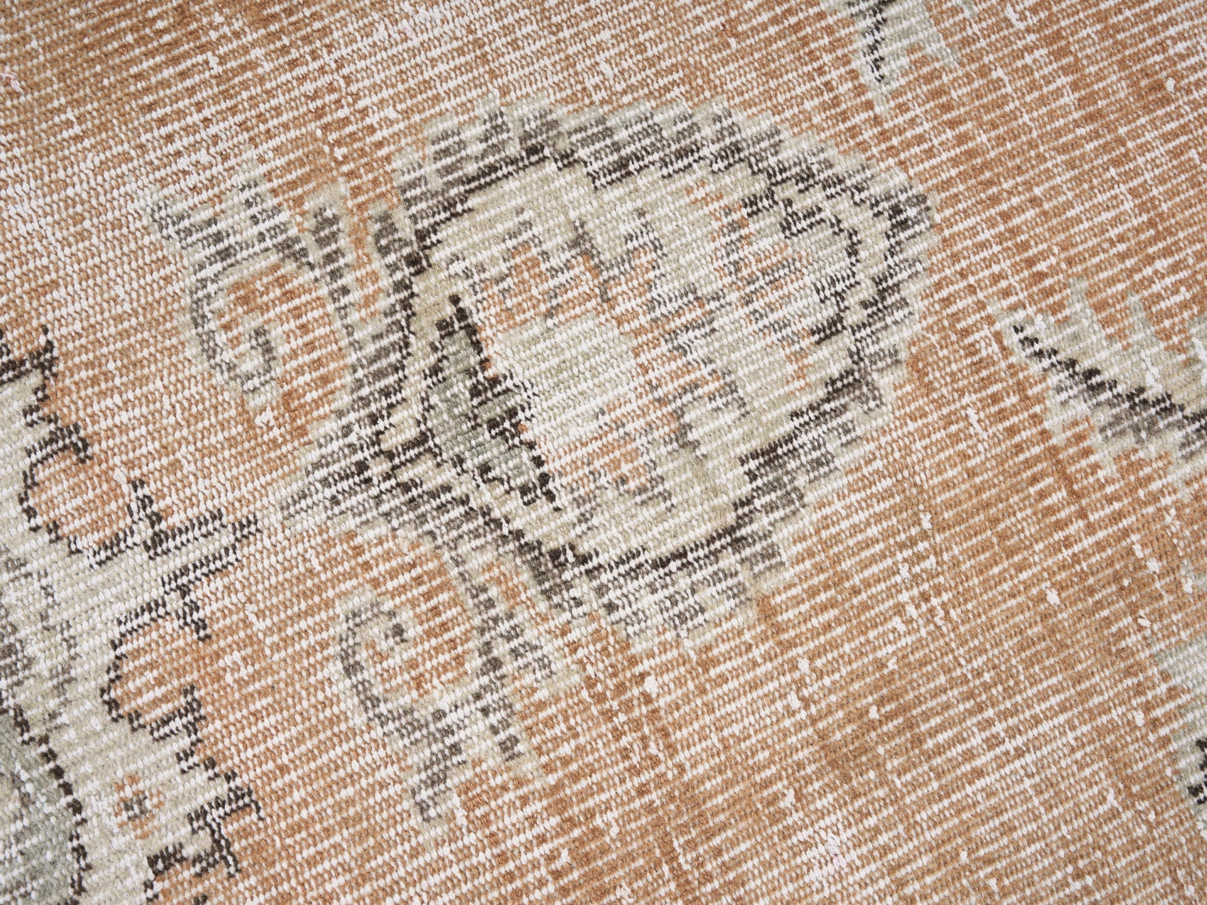 Turkish Manisa area rug in apricot and cream, view 7 of 10