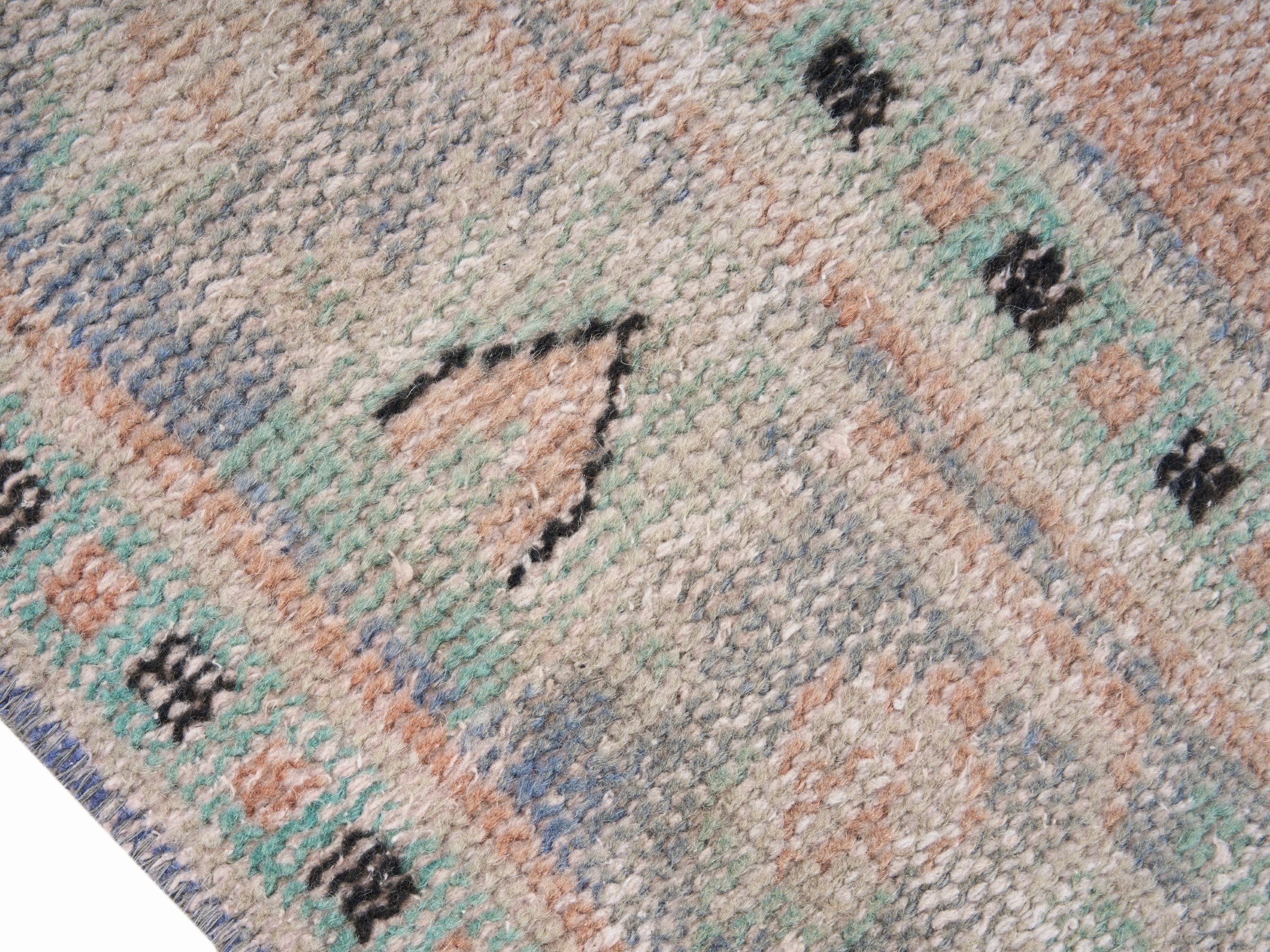 Turkish Manisa area rug in apricot and tan, view 6 of 10