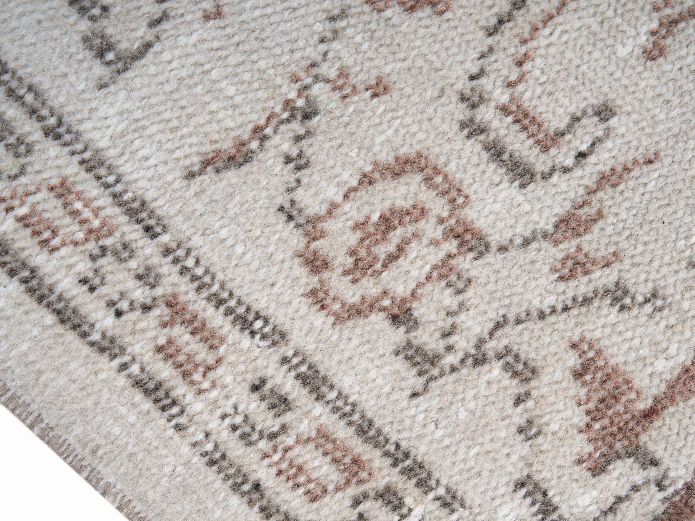 Turkish Manisa area rug in cream and faded red, view 6 of 10