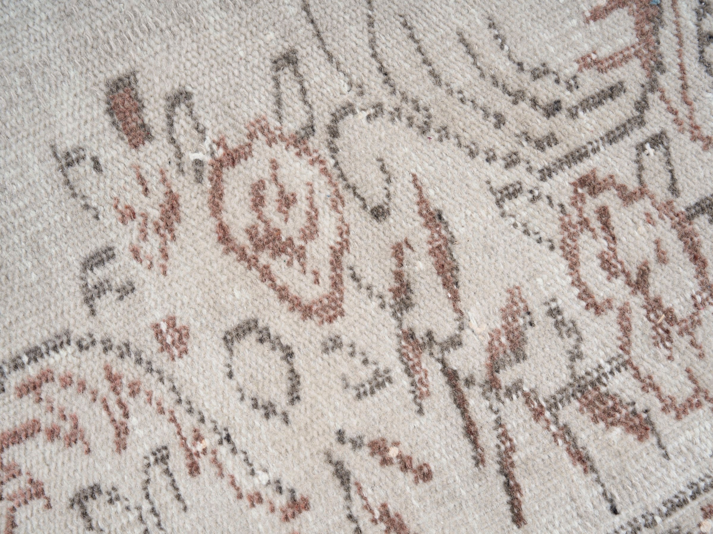 Turkish Manisa area rug in cream and faded red, view 7 of 10