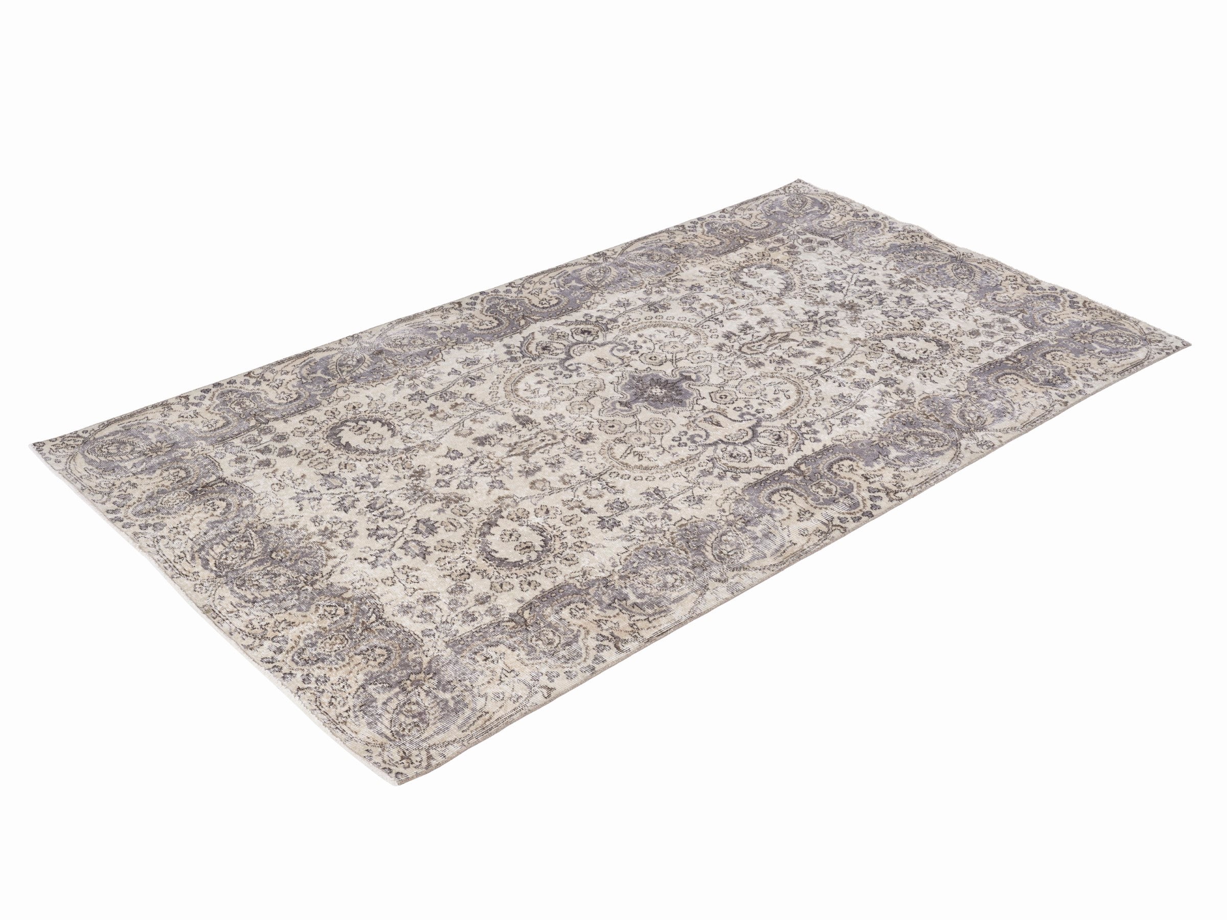 Turkish Isparta area rug in cream and taupe, view 3 of 10
