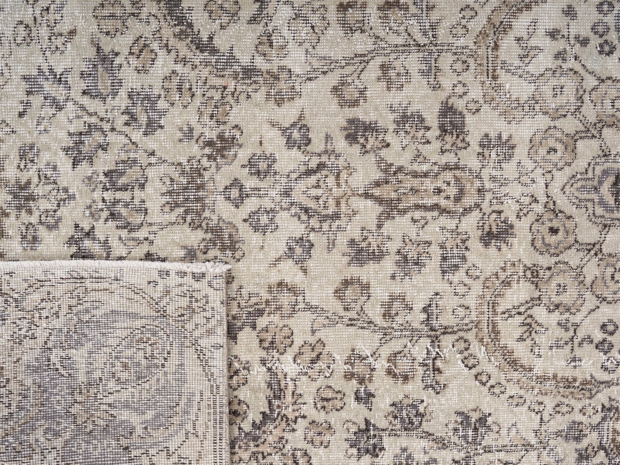 Turkish Isparta area rug in cream and taupe, view 10 of 10