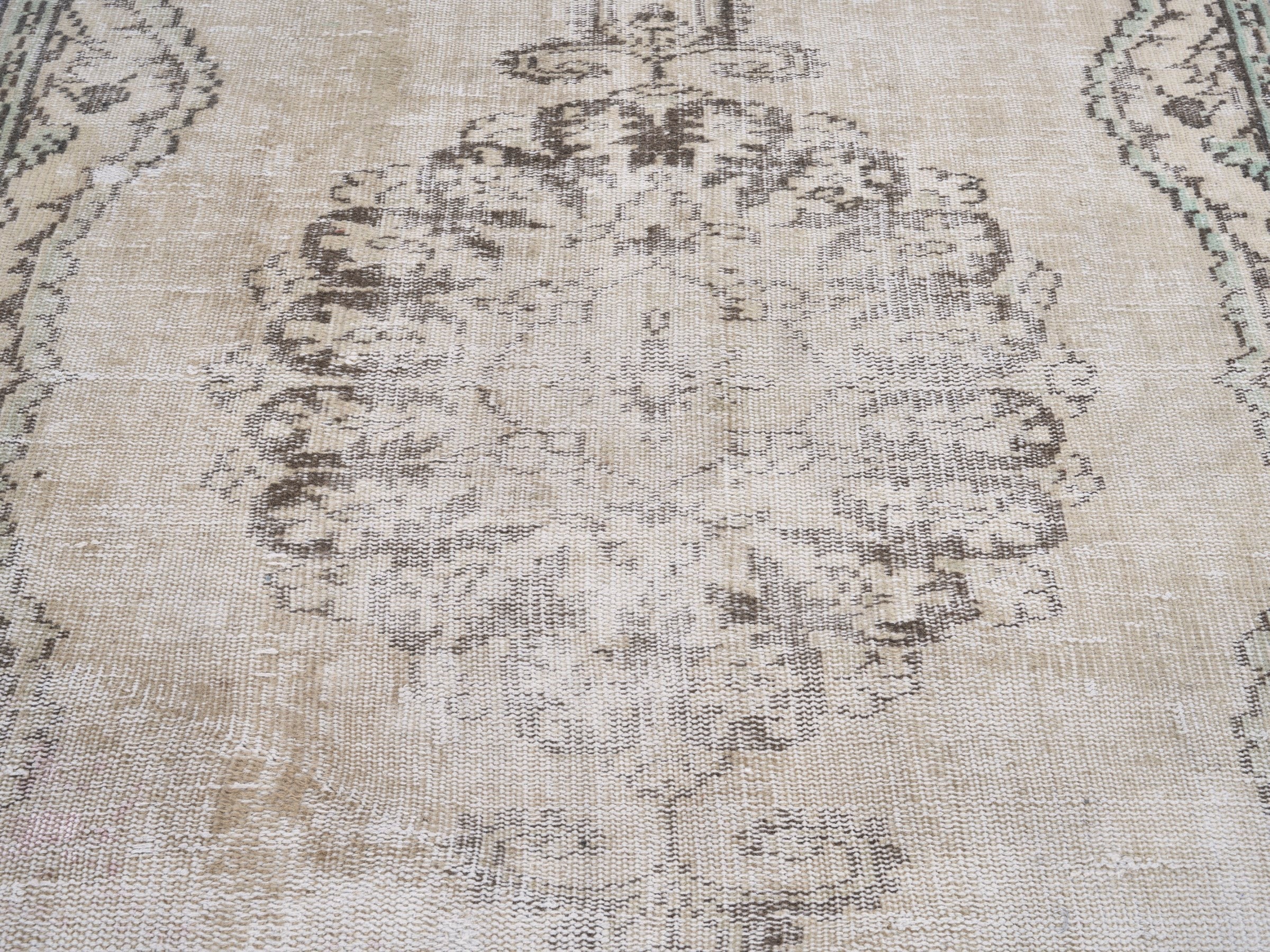 Turkish Manisa area rug in cream and taupe, view 4 of 10