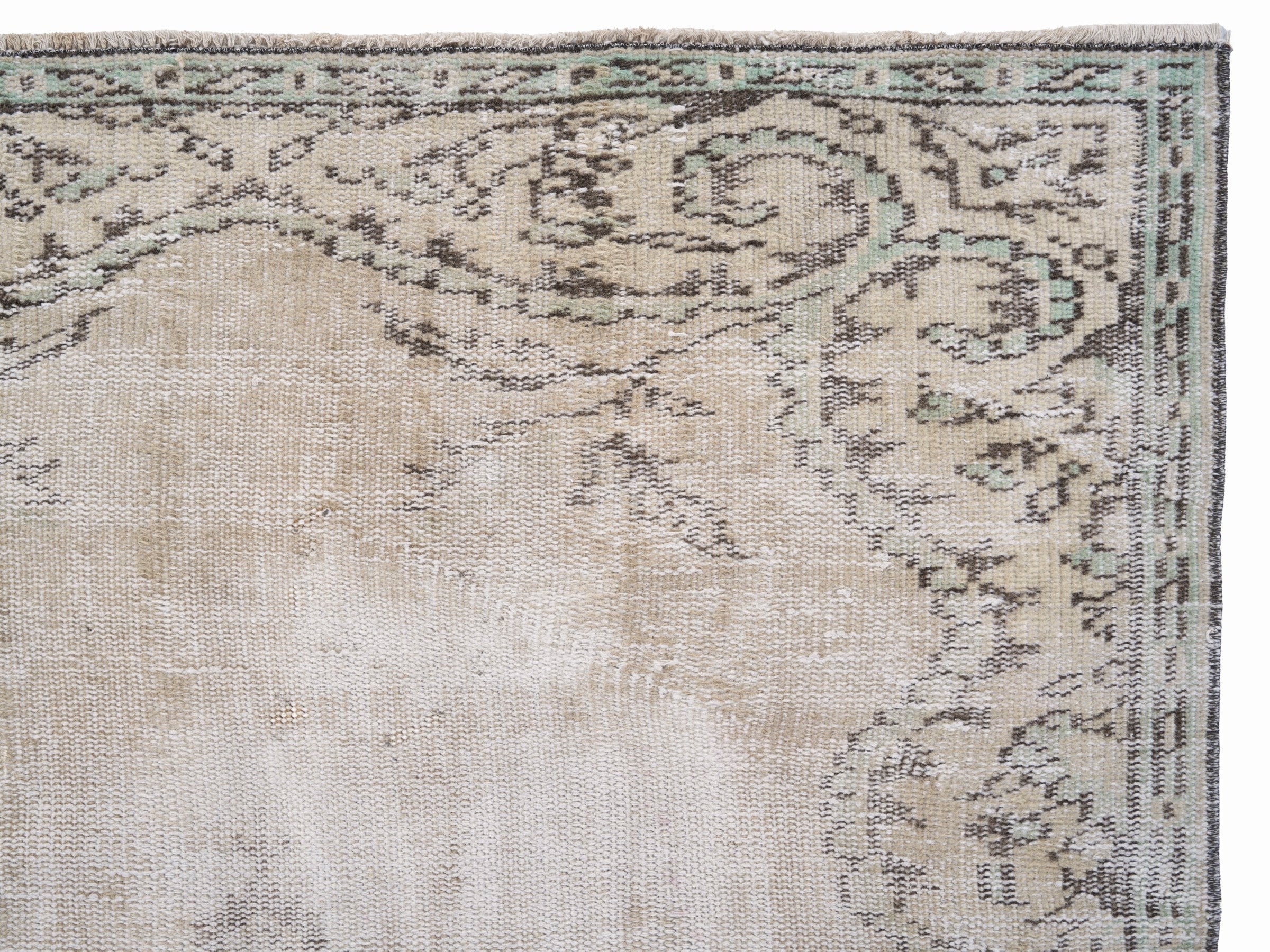 Turkish Manisa area rug in cream and taupe, view 8 of 10