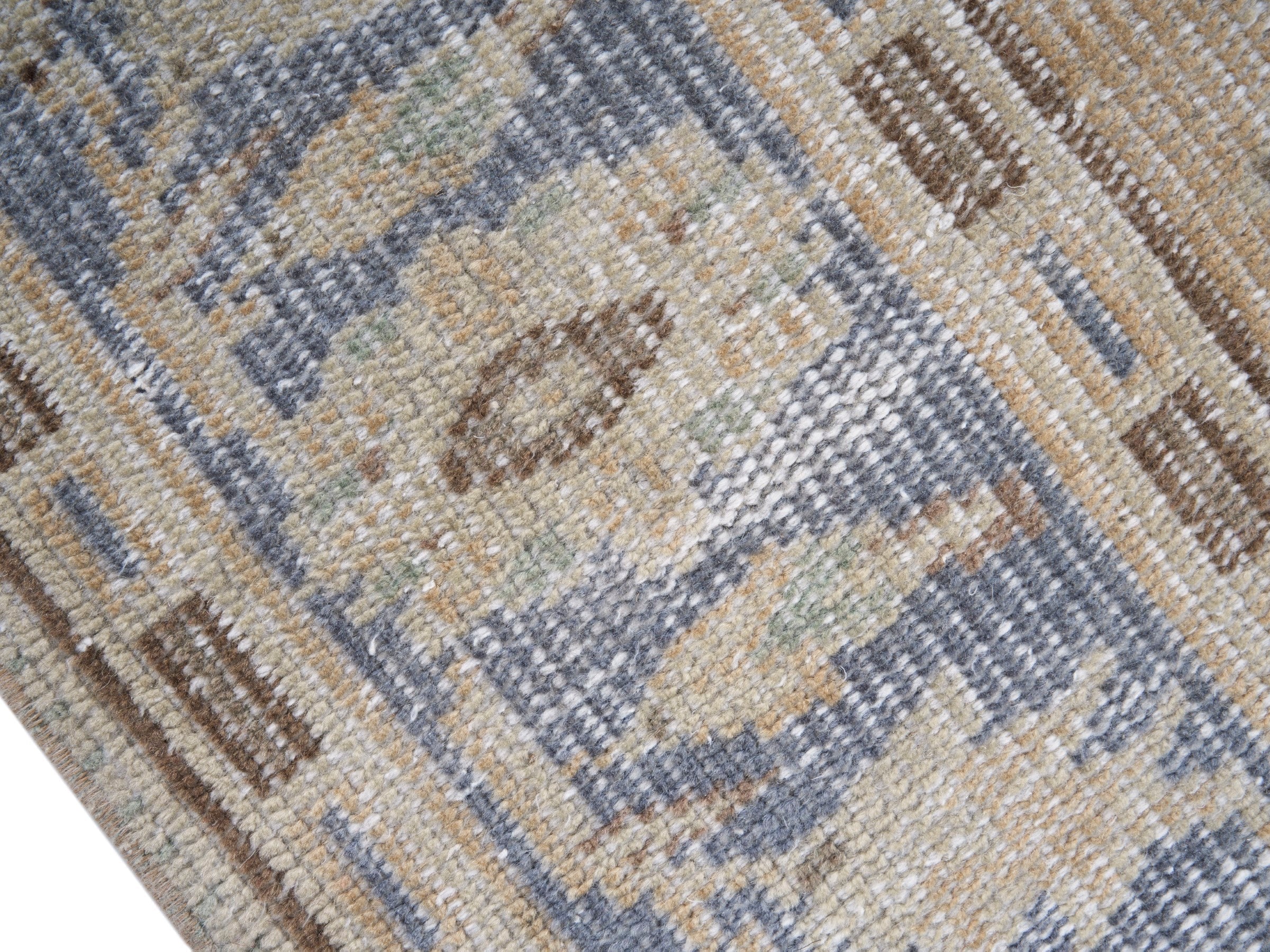 Turkish Manisa area rug in cream and powder blue, view 6 of 10