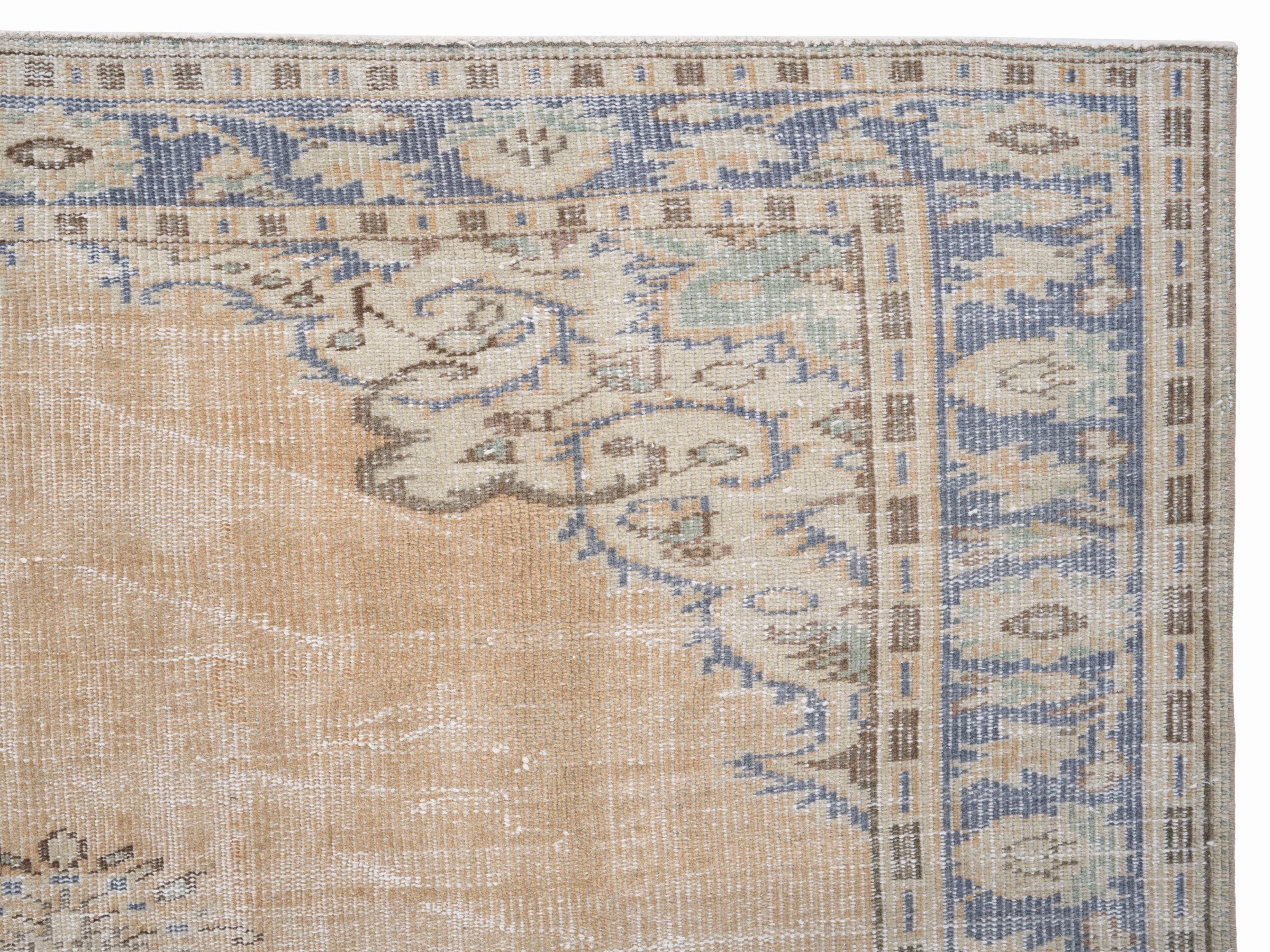 Turkish Manisa area rug in cream and powder blue, view 8 of 10