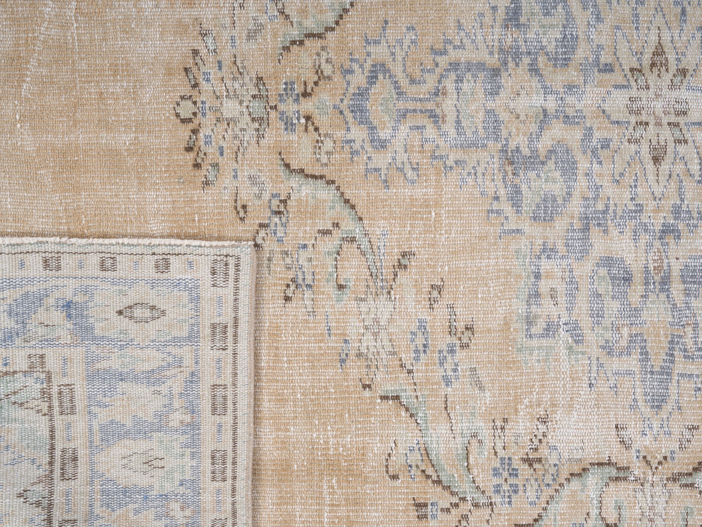 Turkish Manisa area rug in cream and powder blue, view 10 of 10