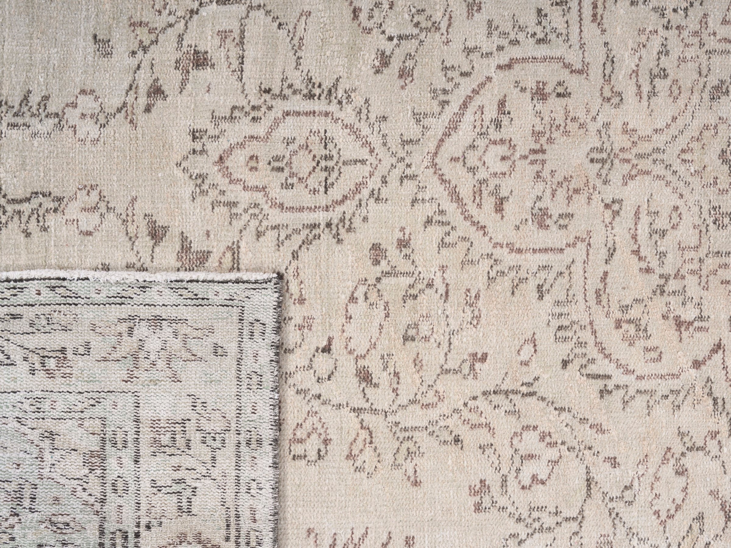Turkish Manisa area rug in ivory and muted pink, view 10 of 10