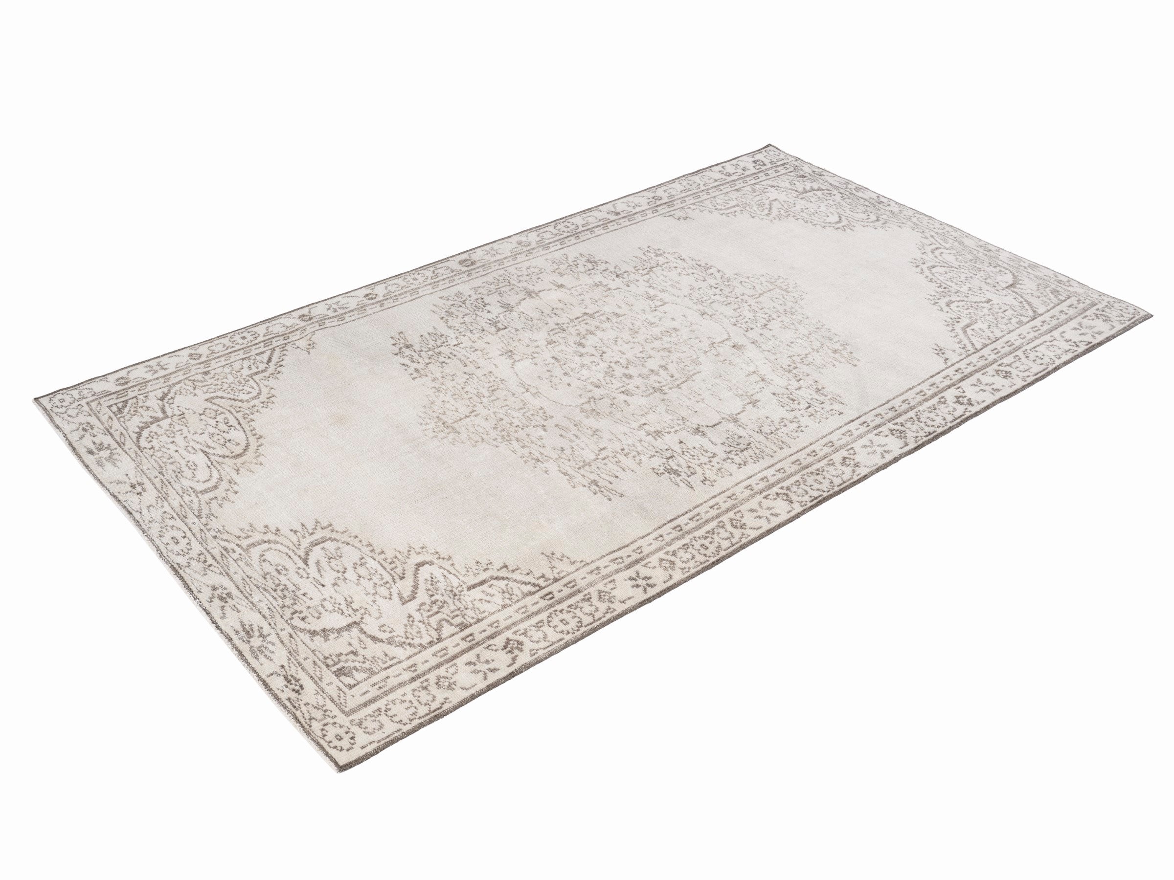 Turkish Manisa area rug in cream and taupe, view 3 of 10
