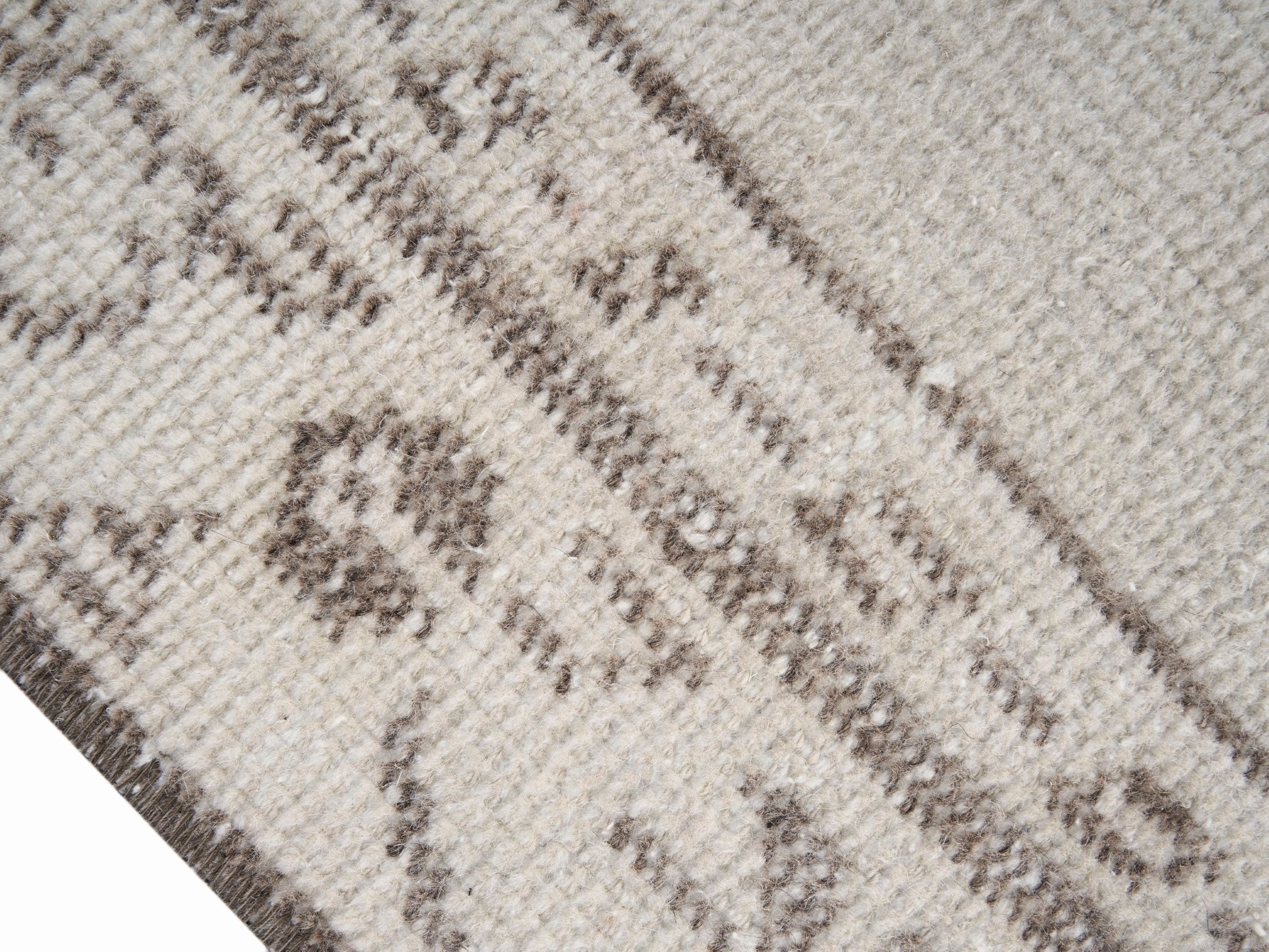 Turkish Manisa area rug in cream and taupe, view 6 of 10