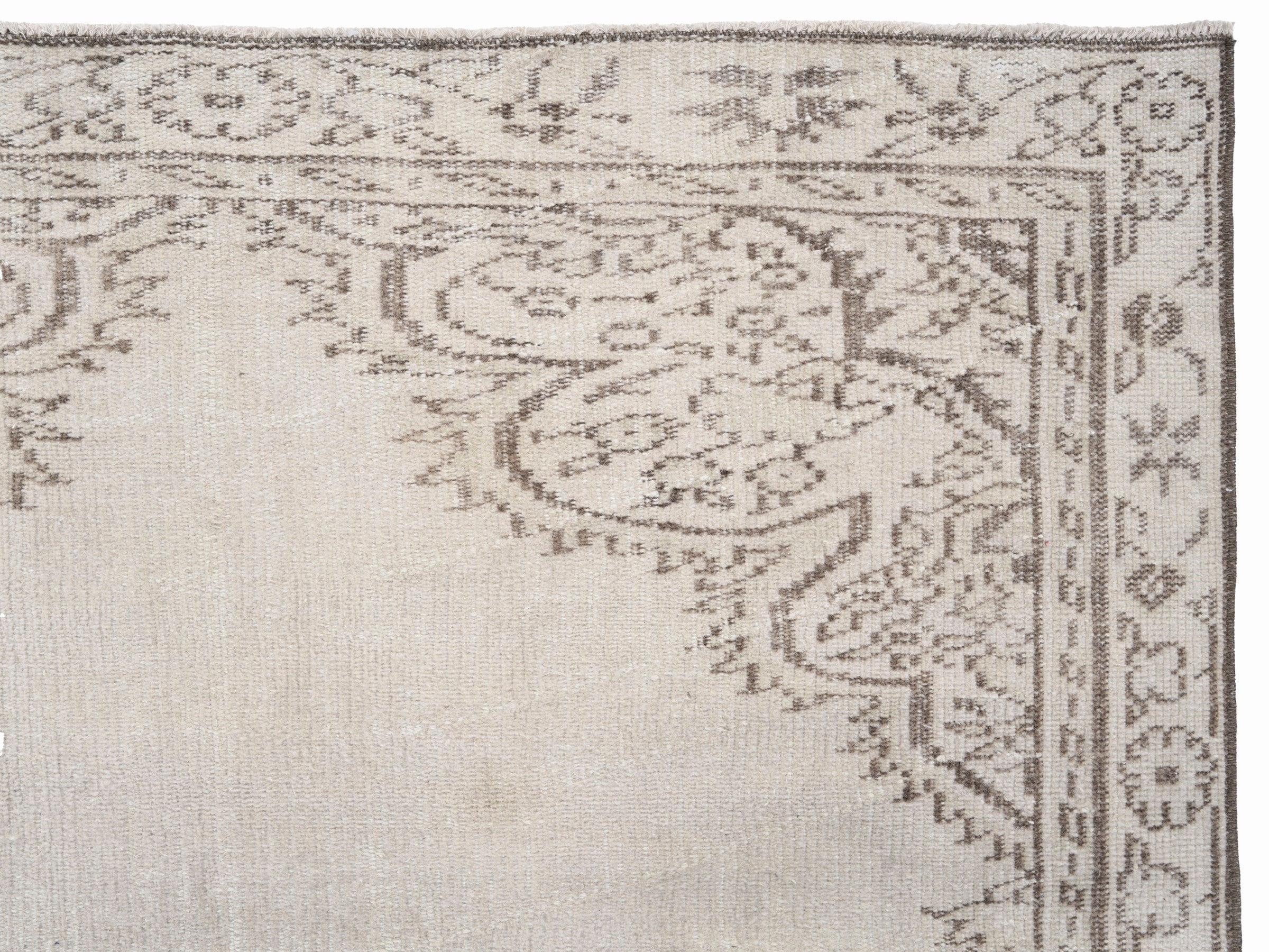 Turkish Manisa area rug in cream and taupe, view 8 of 10