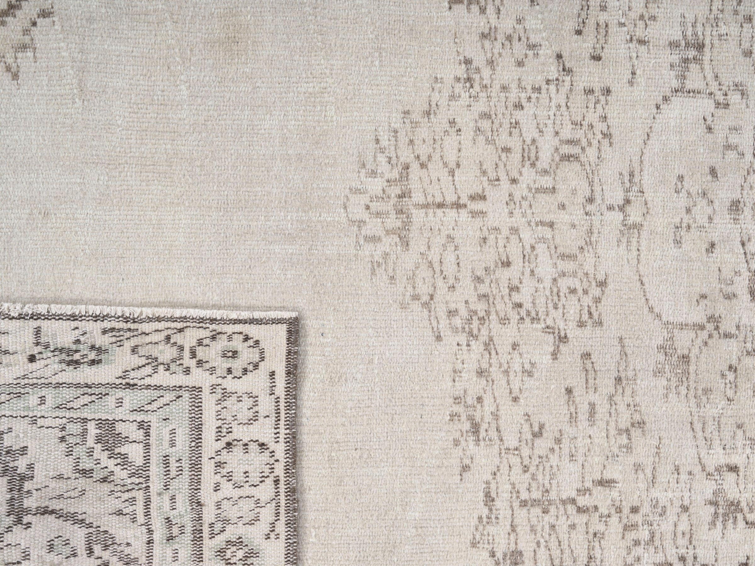 Turkish Manisa area rug in cream and taupe, view 10 of 10