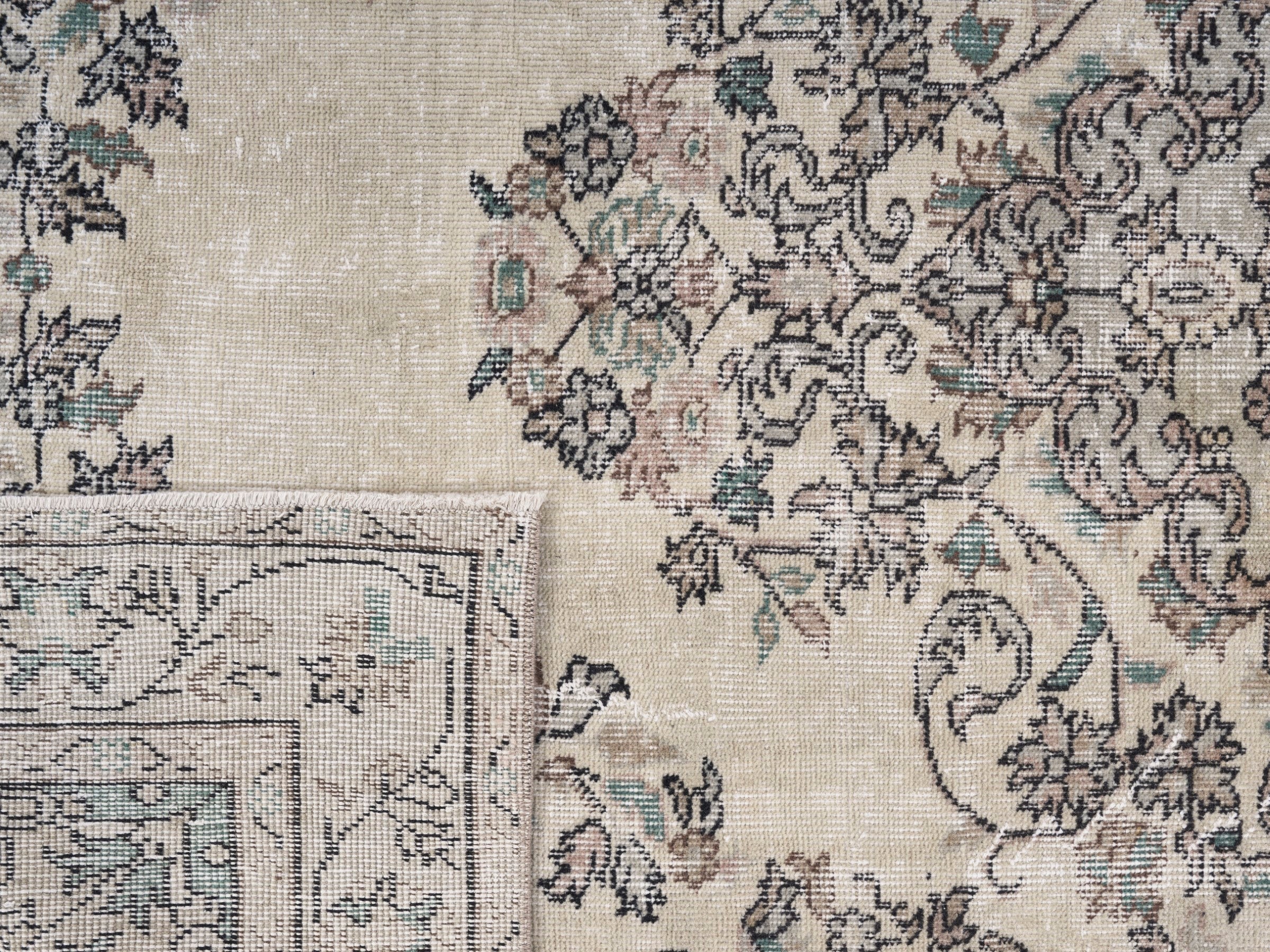 Turkish Isparta area rug in cream and greige, view 10 of 10