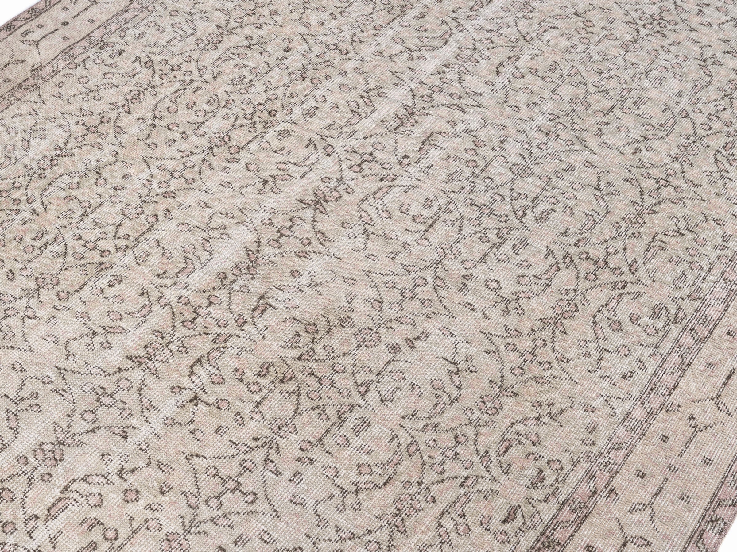 Turkish Isparta area rug in greige and taupe, view 5 of 10
