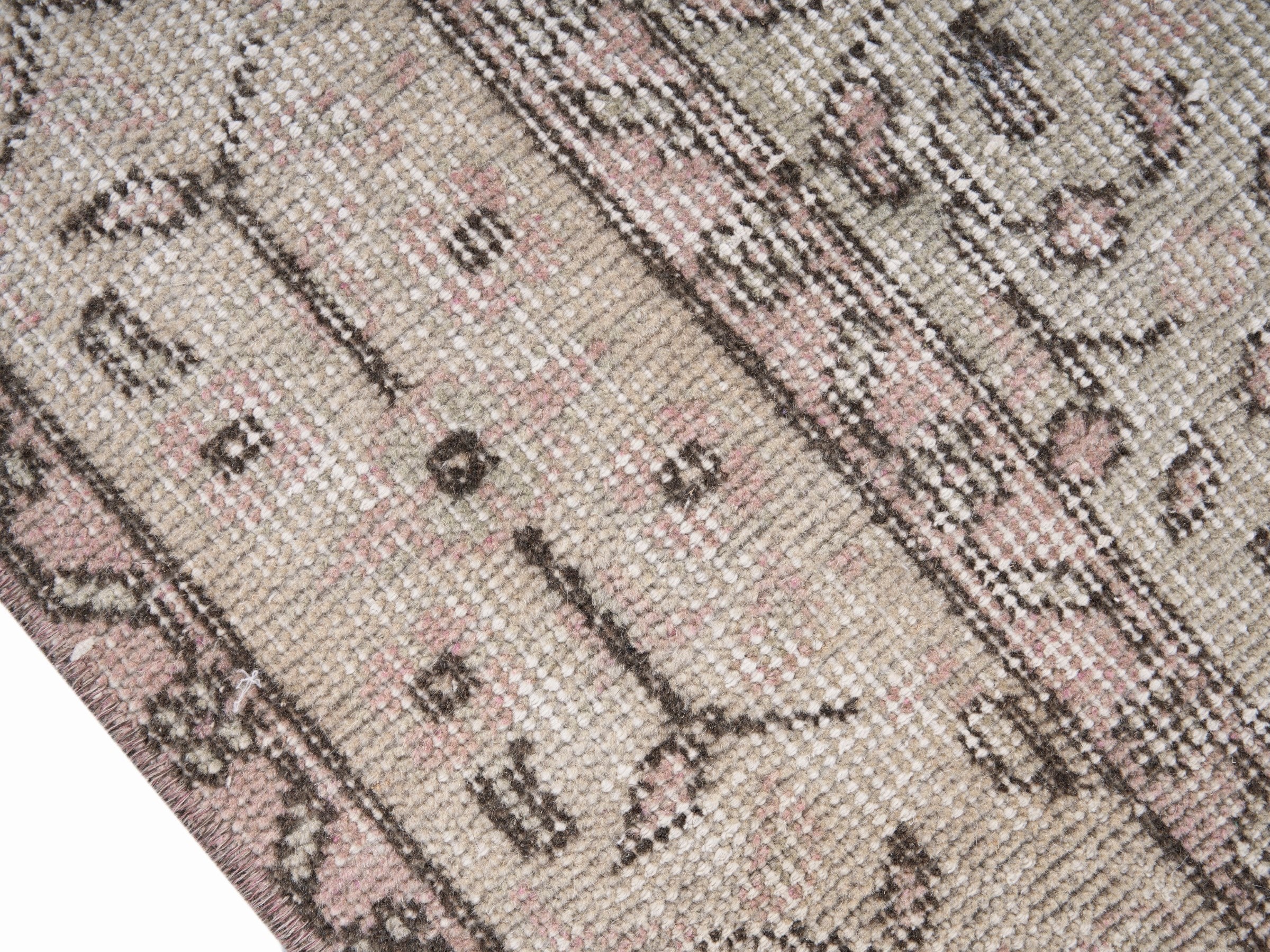 Turkish Isparta area rug in greige and taupe, view 6 of 10