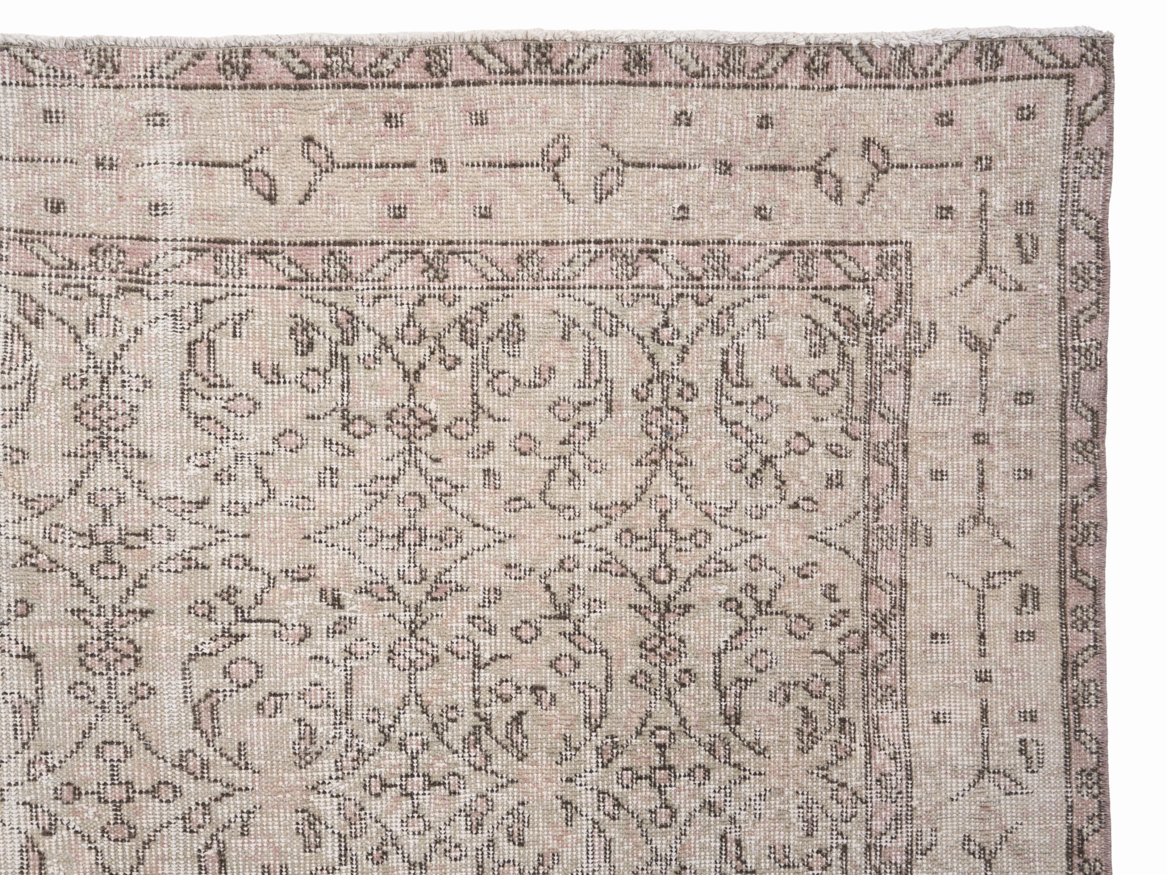 Turkish Isparta area rug in greige and taupe, view 8 of 10
