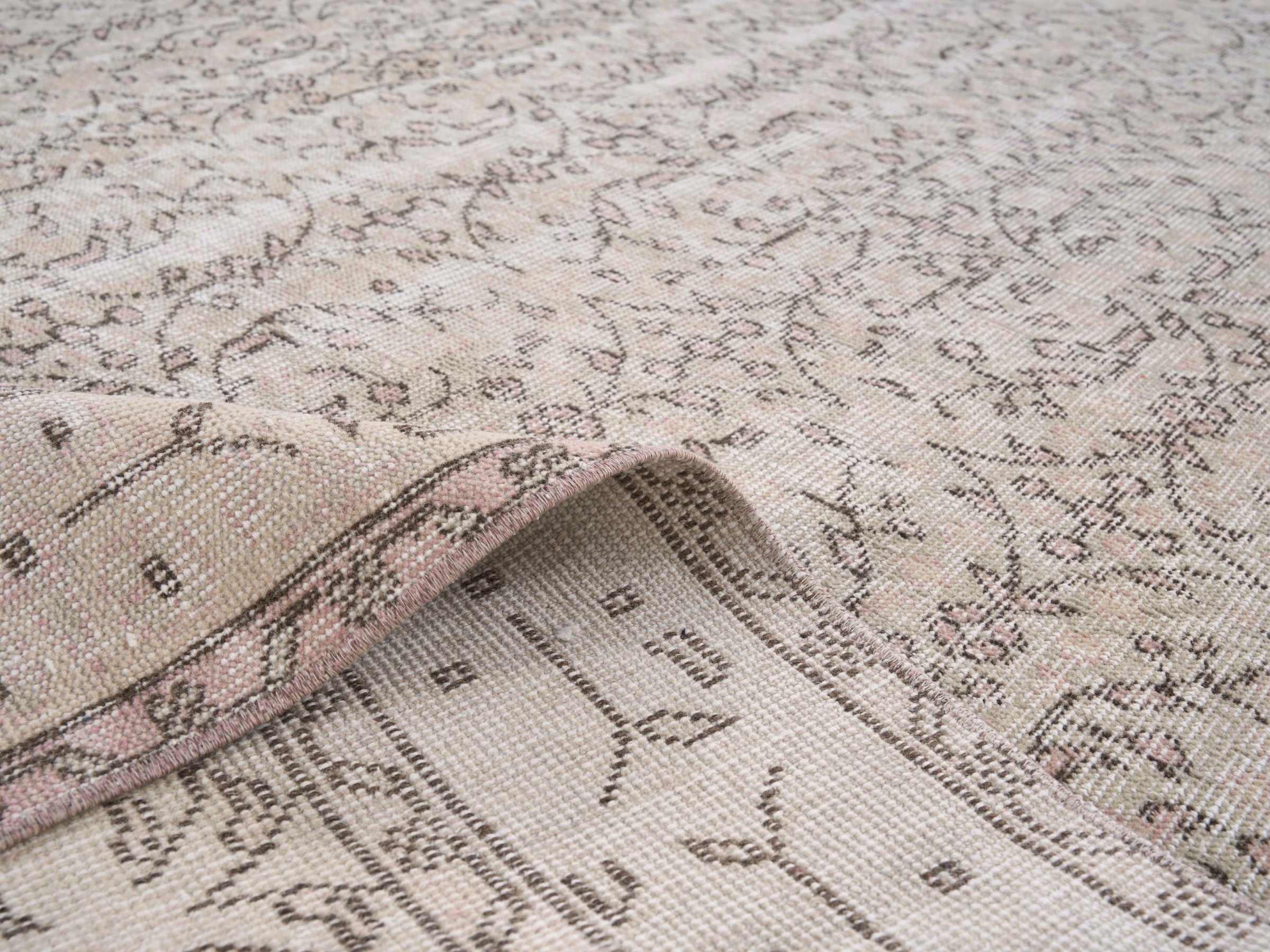Turkish Isparta area rug in greige and taupe, view 9 of 10