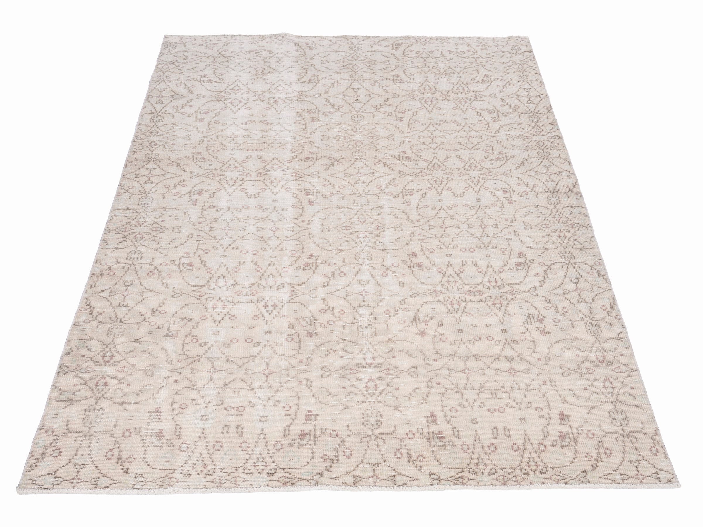 Turkish Manisa area rug in cream and muted pink, view 2 of 10