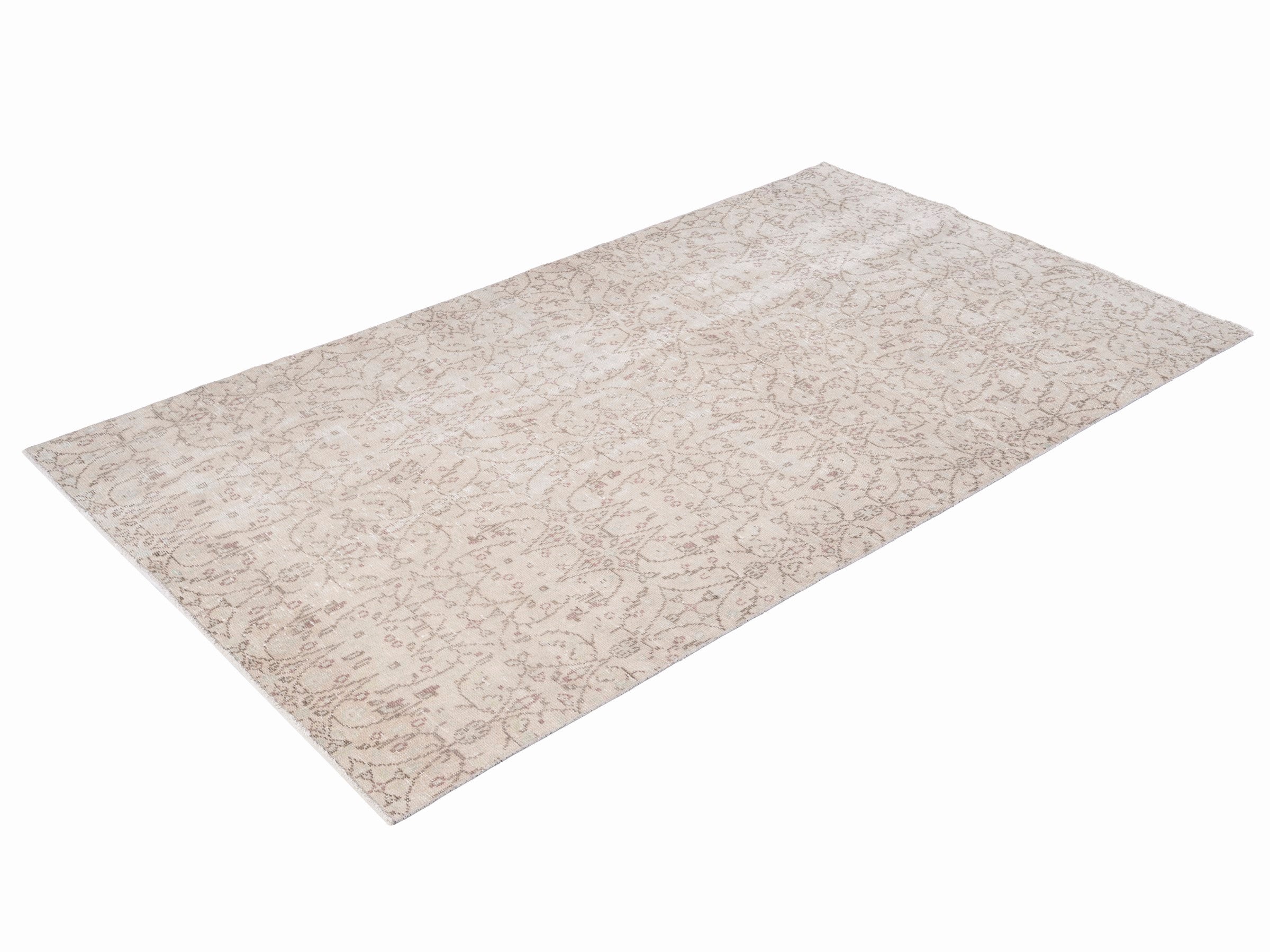 Turkish Manisa area rug in cream and muted pink, view 3 of 10