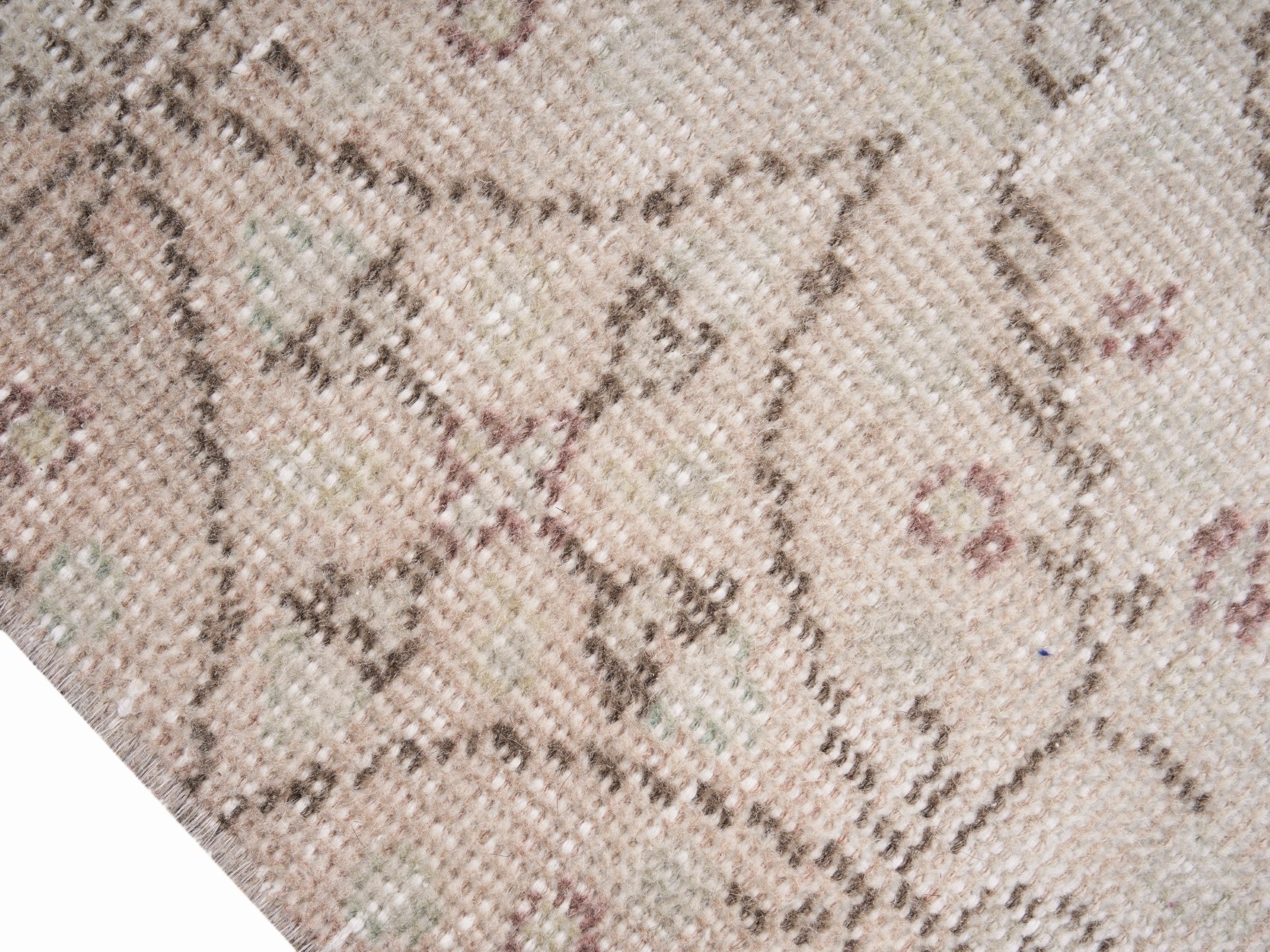 Turkish Manisa area rug in cream and muted pink, view 6 of 10