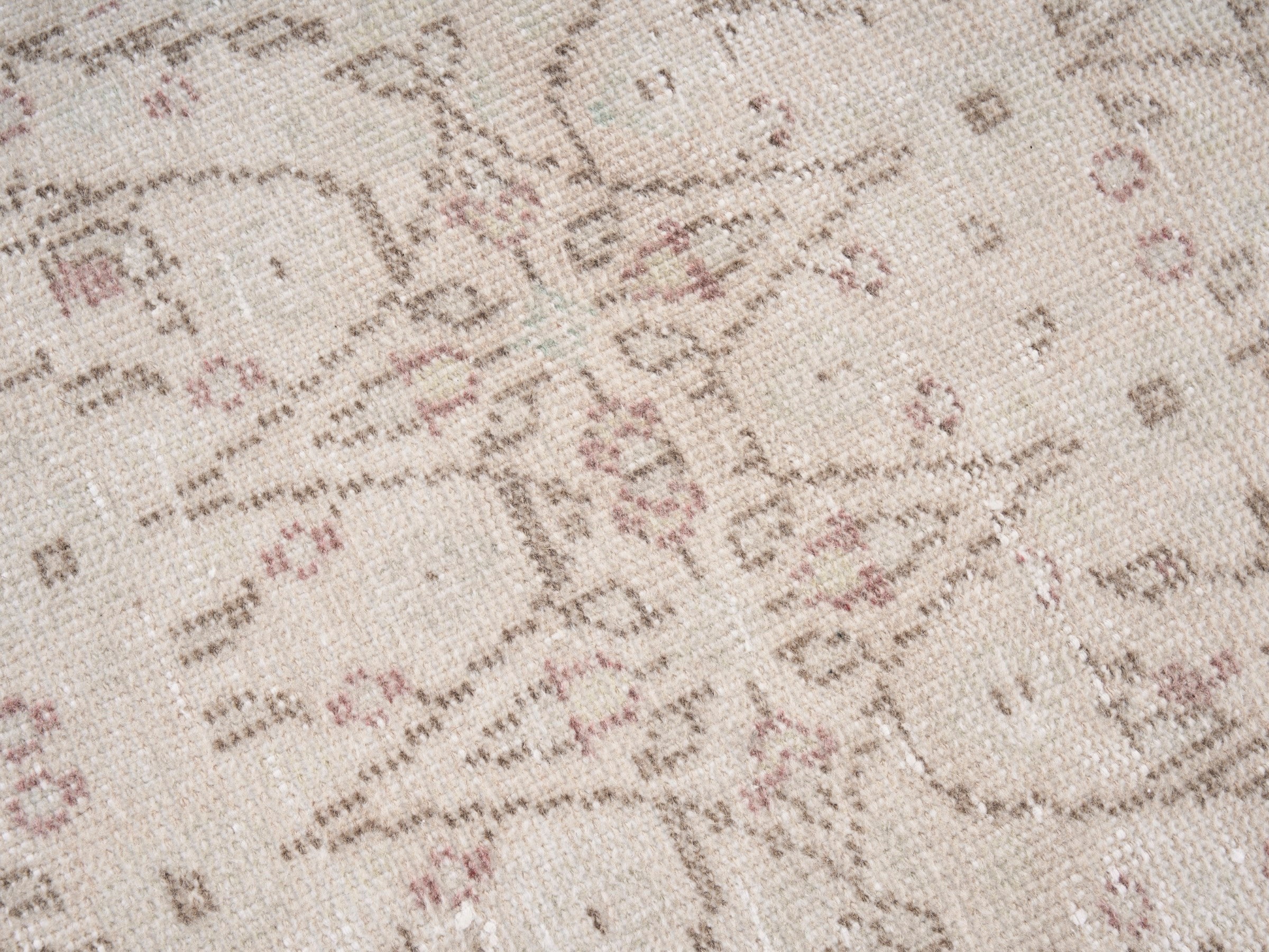 Turkish Manisa area rug in cream and muted pink, view 7 of 10
