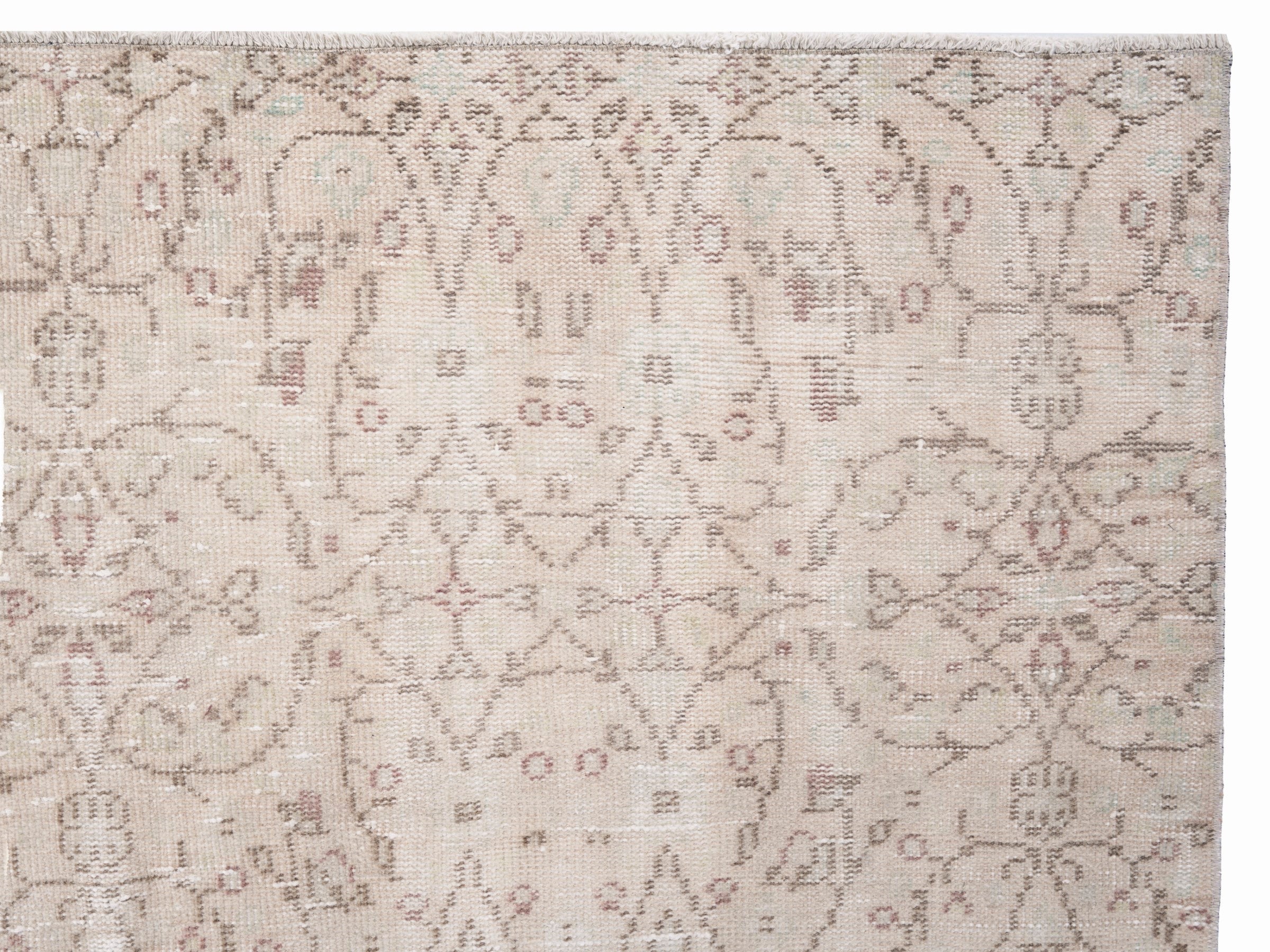Turkish Manisa area rug in cream and muted pink, view 8 of 10