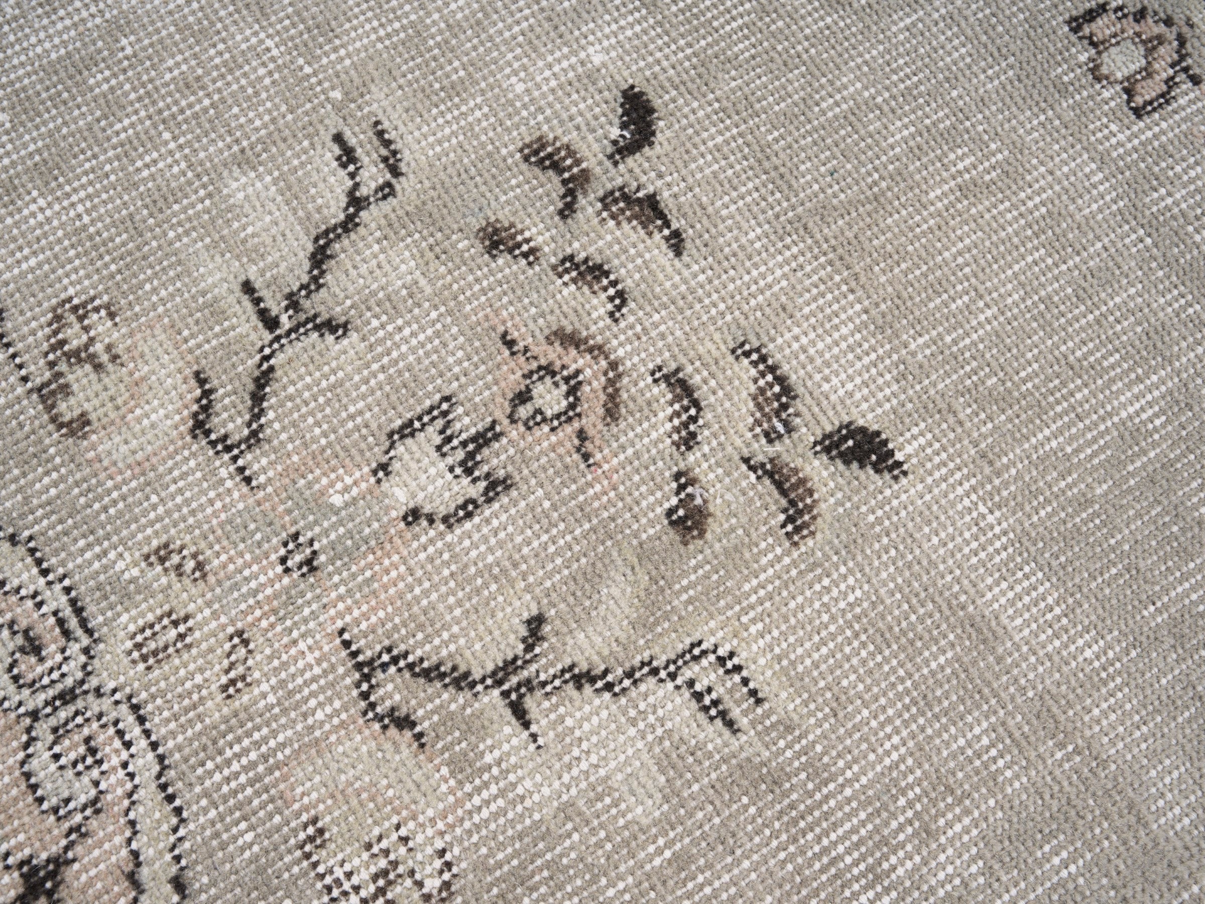 Turkish Isparta area rug in beige and charcoal, view 7 of 10