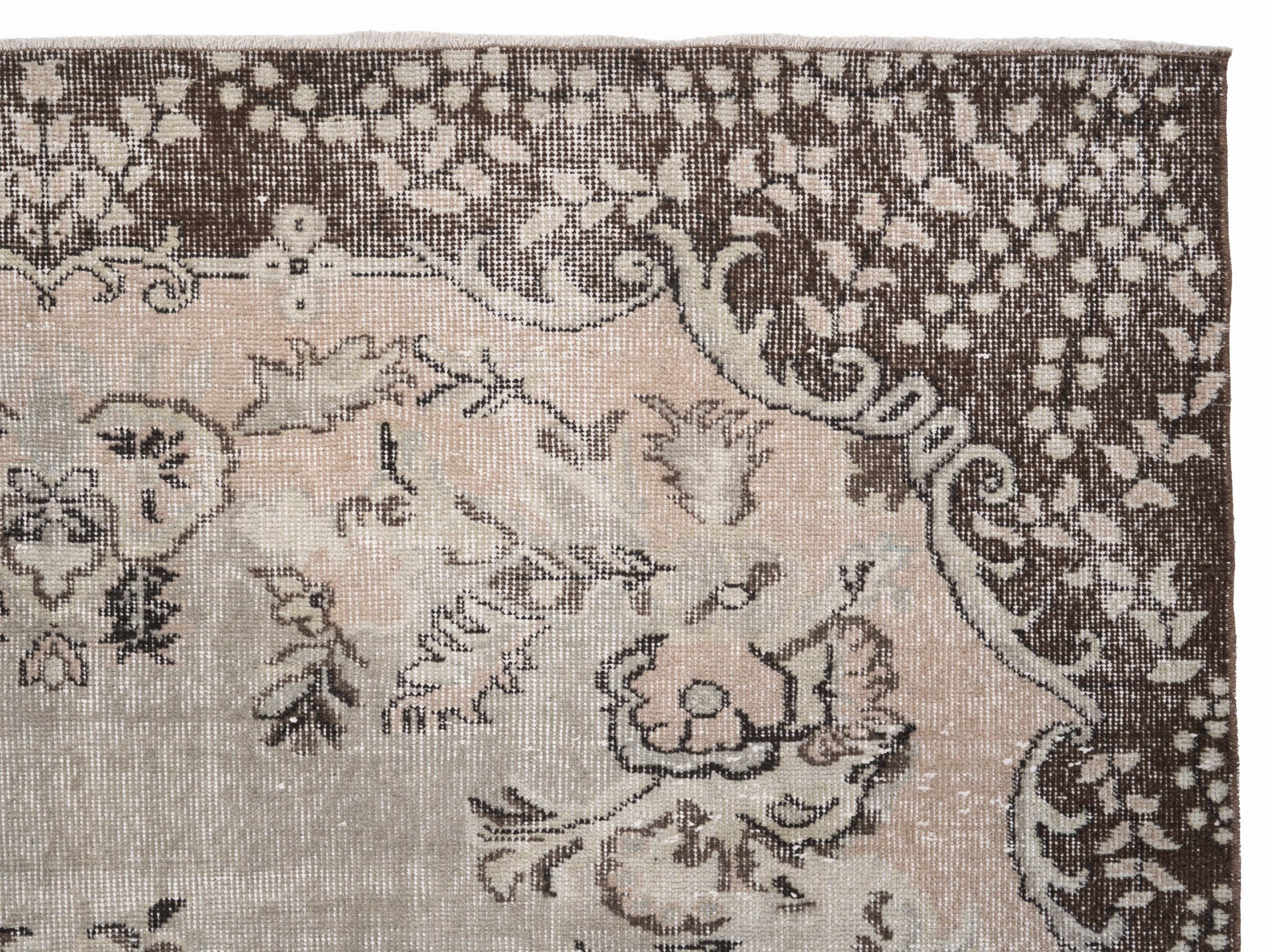 Turkish Isparta area rug in beige and charcoal, view 8 of 10