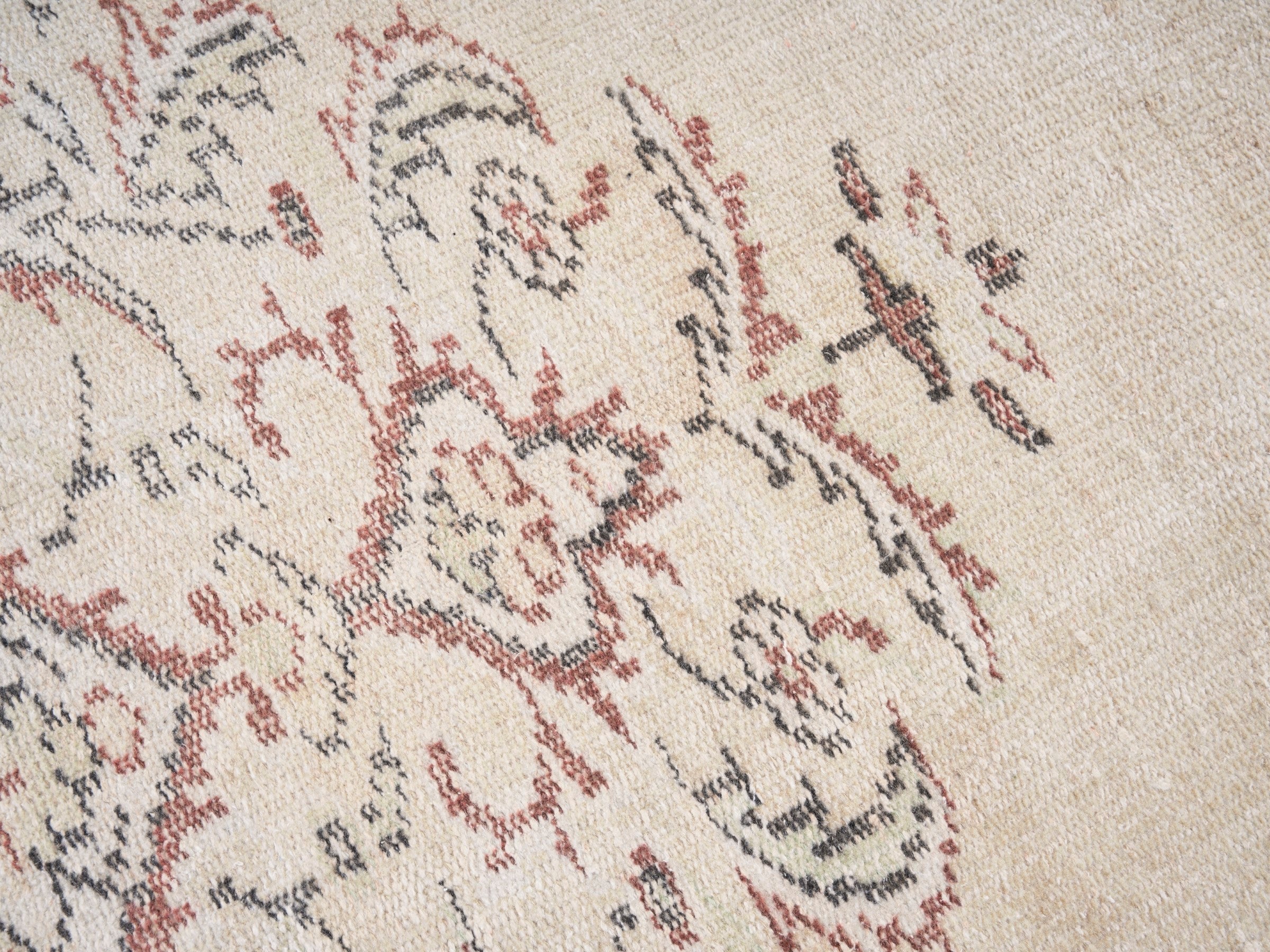 Turkish Manisa area rug in cream and muted pink, view 7 of 10