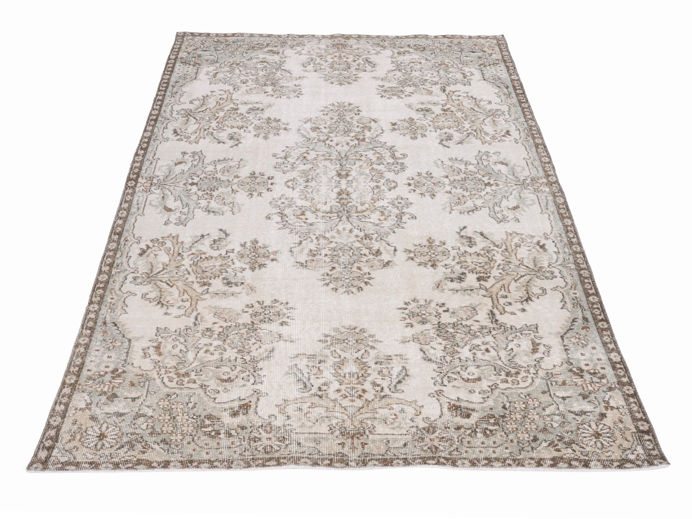 Turkish Isparta area rug in ivory and taupe, view 2 of 10