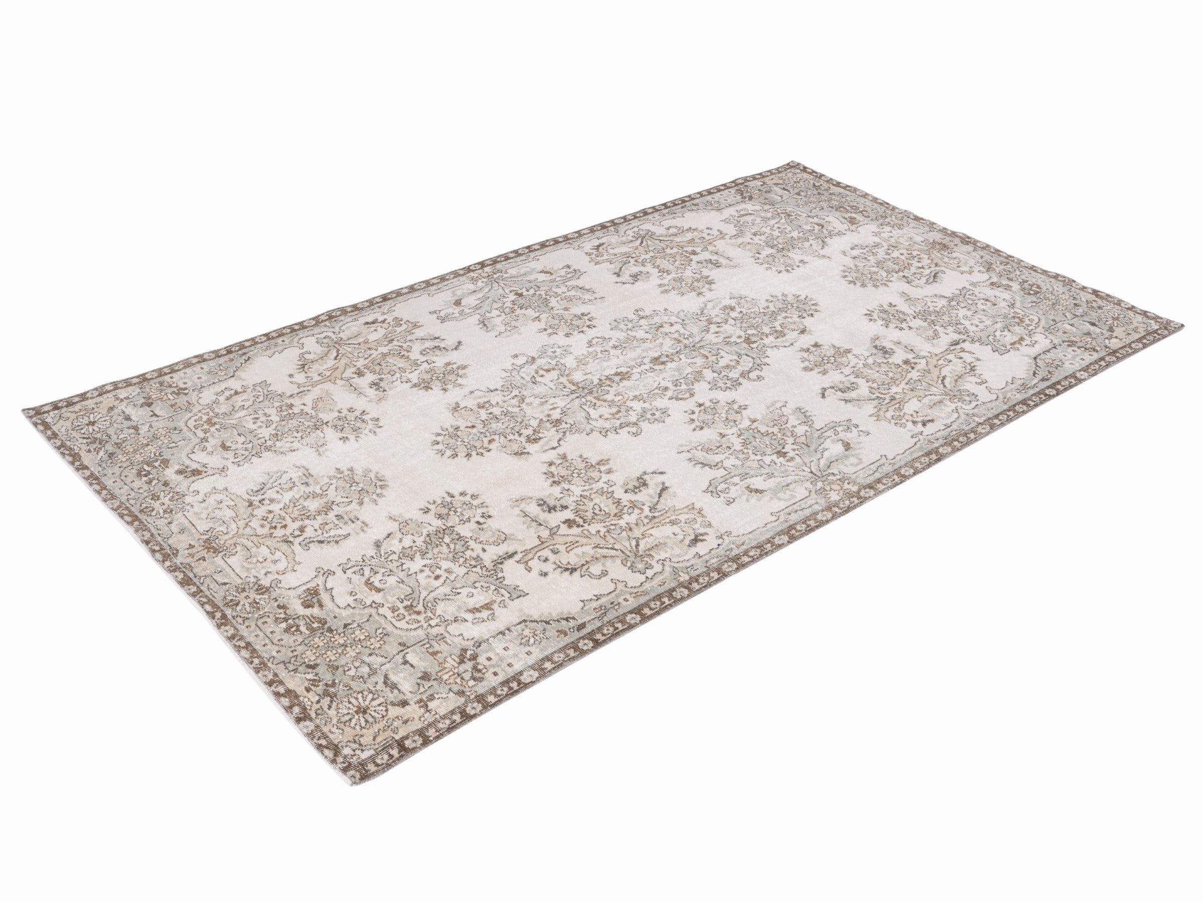 Turkish Isparta area rug in ivory and taupe, view 3 of 10