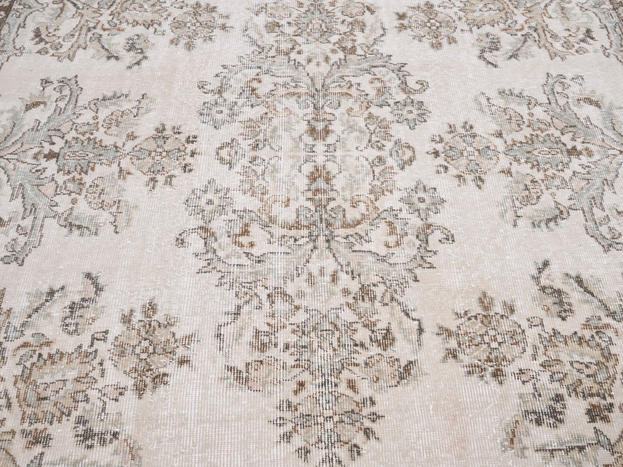 Turkish Isparta area rug in ivory and taupe, view 4 of 10