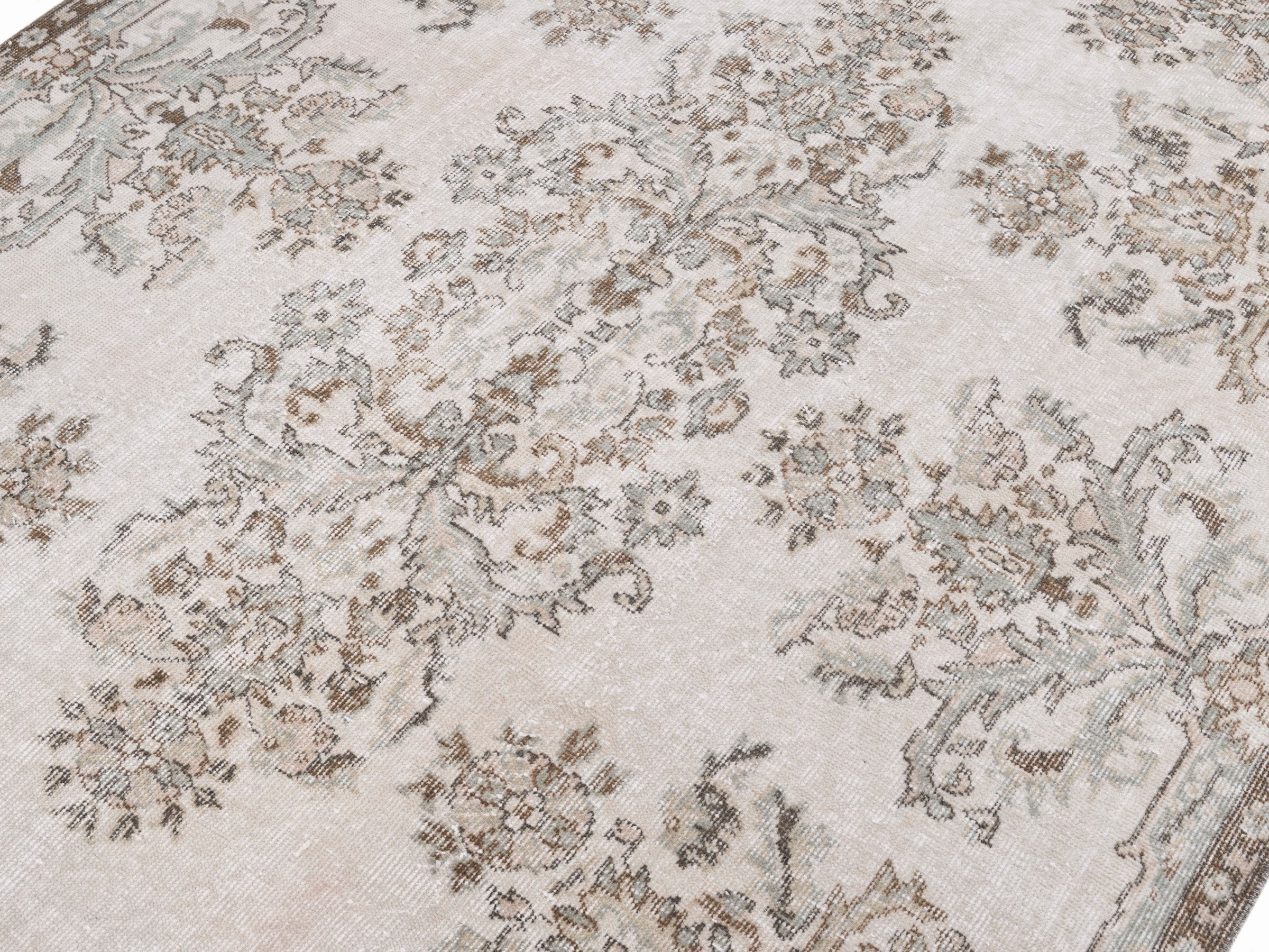 Turkish Isparta area rug in ivory and taupe, view 5 of 10
